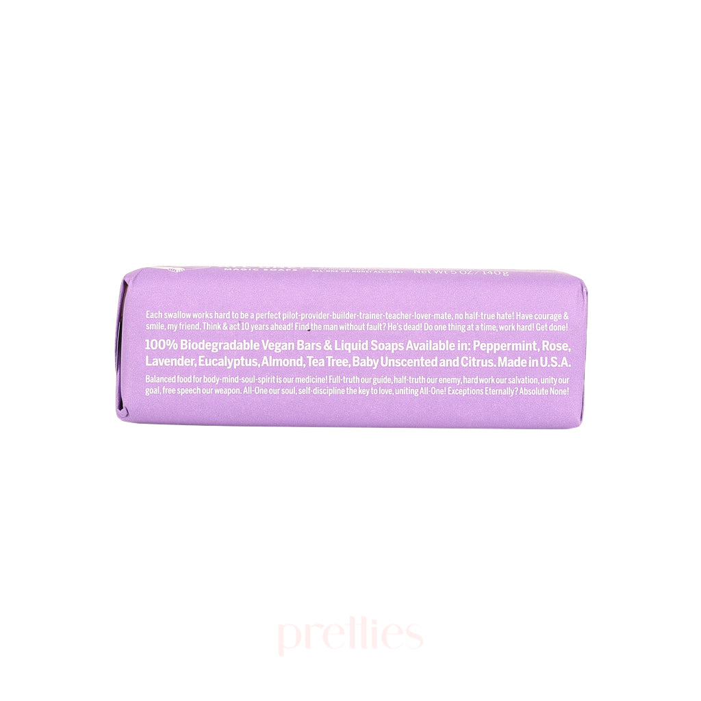 Dr. Bronner's Organic Lavender Bar Soap - 140g, All-in-One, USDA Certified, Vegan & Cruelty-Free - Perfect for Sensitive Skin, Daily Cleansing & Aromatherapy