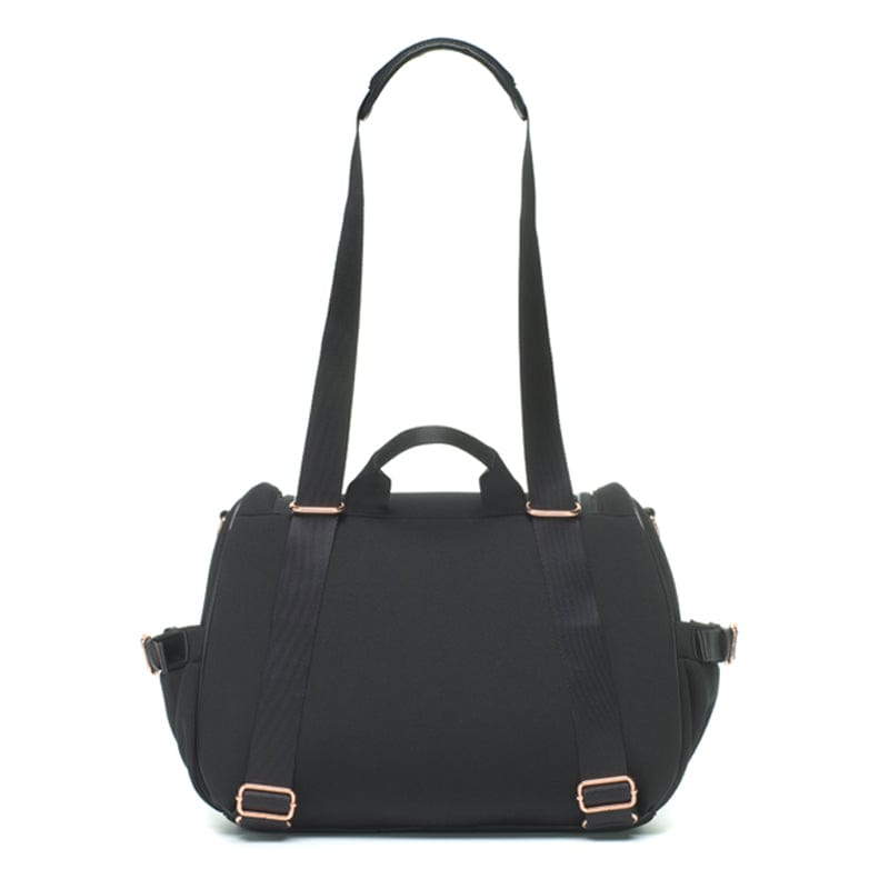Storksak Poppy Luxe Diaper Bag - Premium Scuba Black Waterproof Baby Bag for Moms | Perfect for Travel, Shopping & Everyday Use with Baby