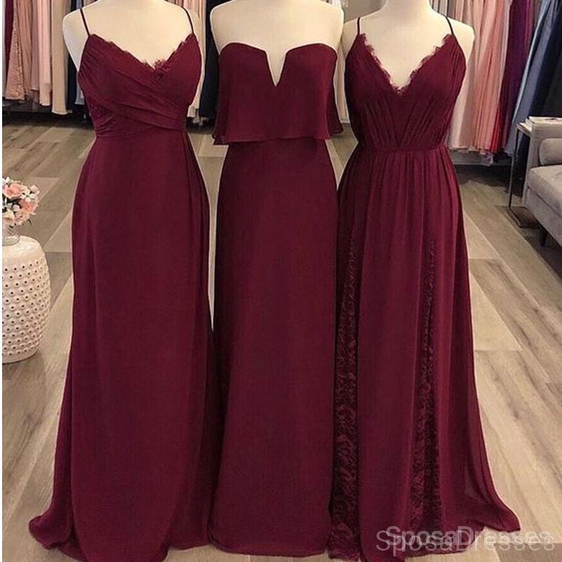 Elegant Burgundy Chiffon Bridesmaid Dresses for Wedding & Party - Mismatched Long Gowns WG130 | Perfect for Formal Events, Prom & Special Occasions