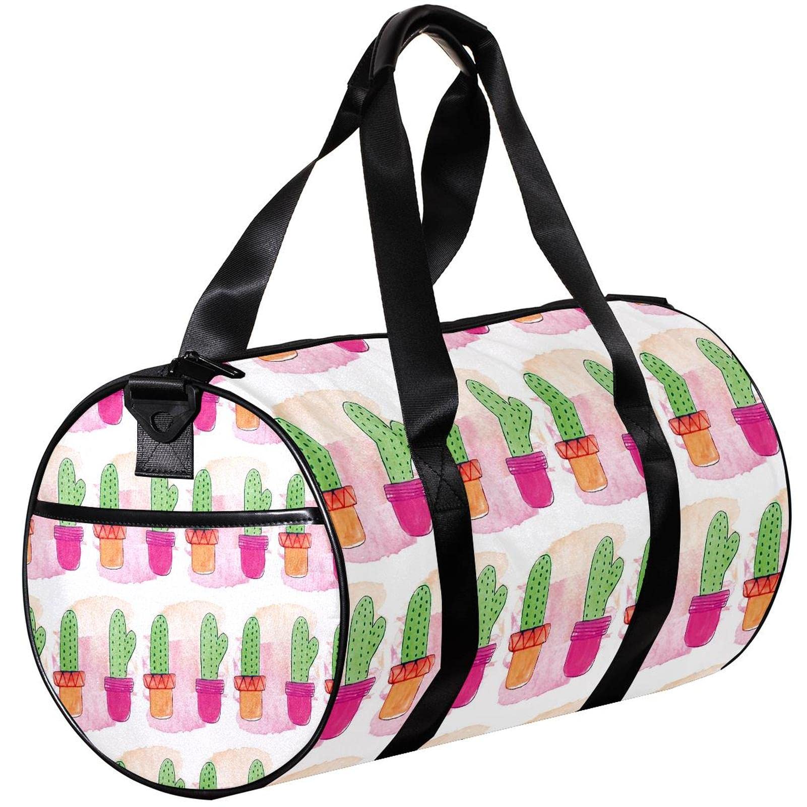 Gym Duffle Bag for Women & Men - Large Sports Workout Bag with Cactus Potted Plant Design - Perfect for Gym, Travel, Yoga & Fitness Training