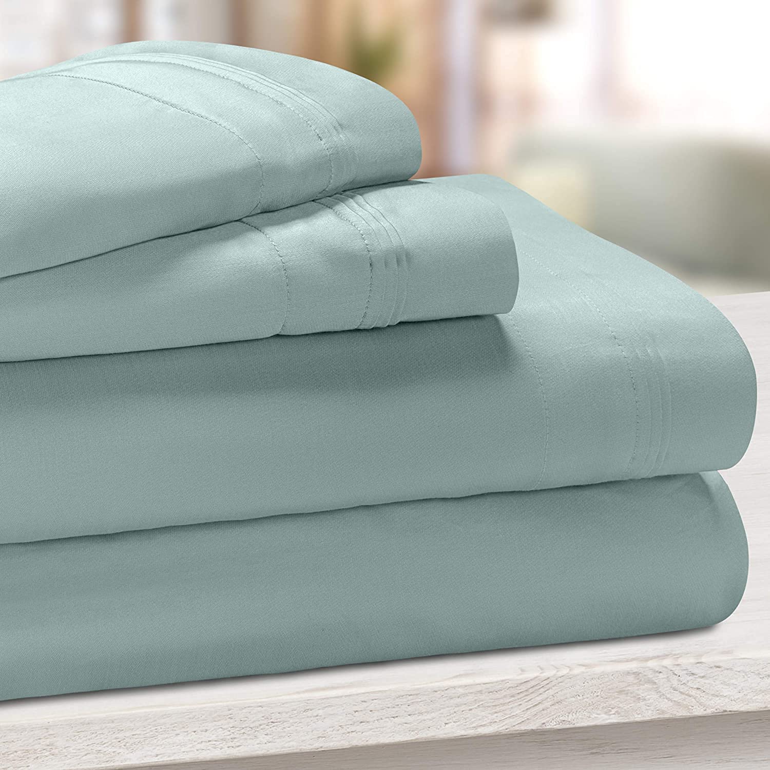 1000 Thread Count 100% Cotton Luxury Soft Bed Sheets – 6-Piece Teal Short Queen Size Sheet Set for 18