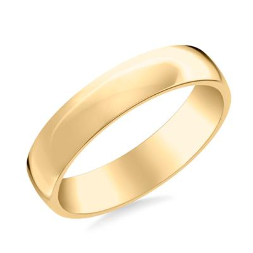 14K Gold European Fit Polished Wedding Band Ring - 5mm Width, Comfort Fit Design for Men & Women - Perfect for Engagement, Anniversary, and Everyday Wear