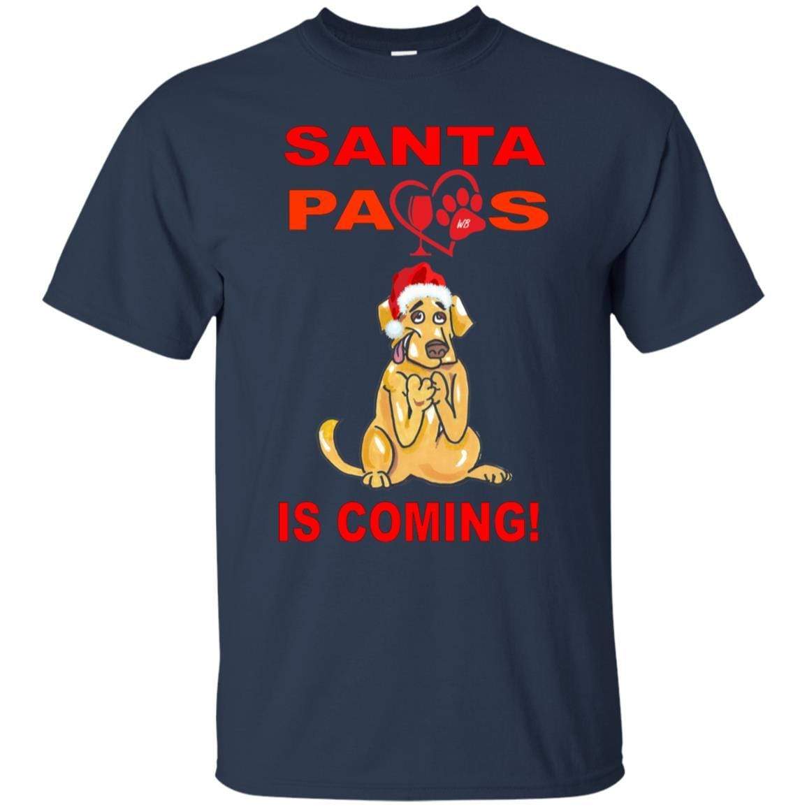 Santa Paws Is Coming Christmas Dog Lover T-Shirt - Ultra Soft Cotton Tee for Pet Owners - Funny Holiday Gift for Dog Moms & Dads - Perfect for Christmas Parties & Family Photos