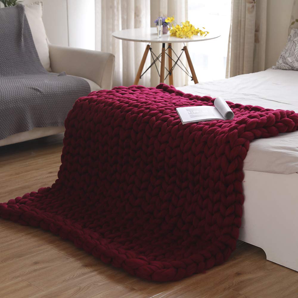 Handmade Chunky Knit Blanket - Extra Soft Large Braided Weighted Throw (100x120cm) for Bed, Sofa & Chair - Perfect for Cozy Nights, Winter Warmth & Home Decor - Black