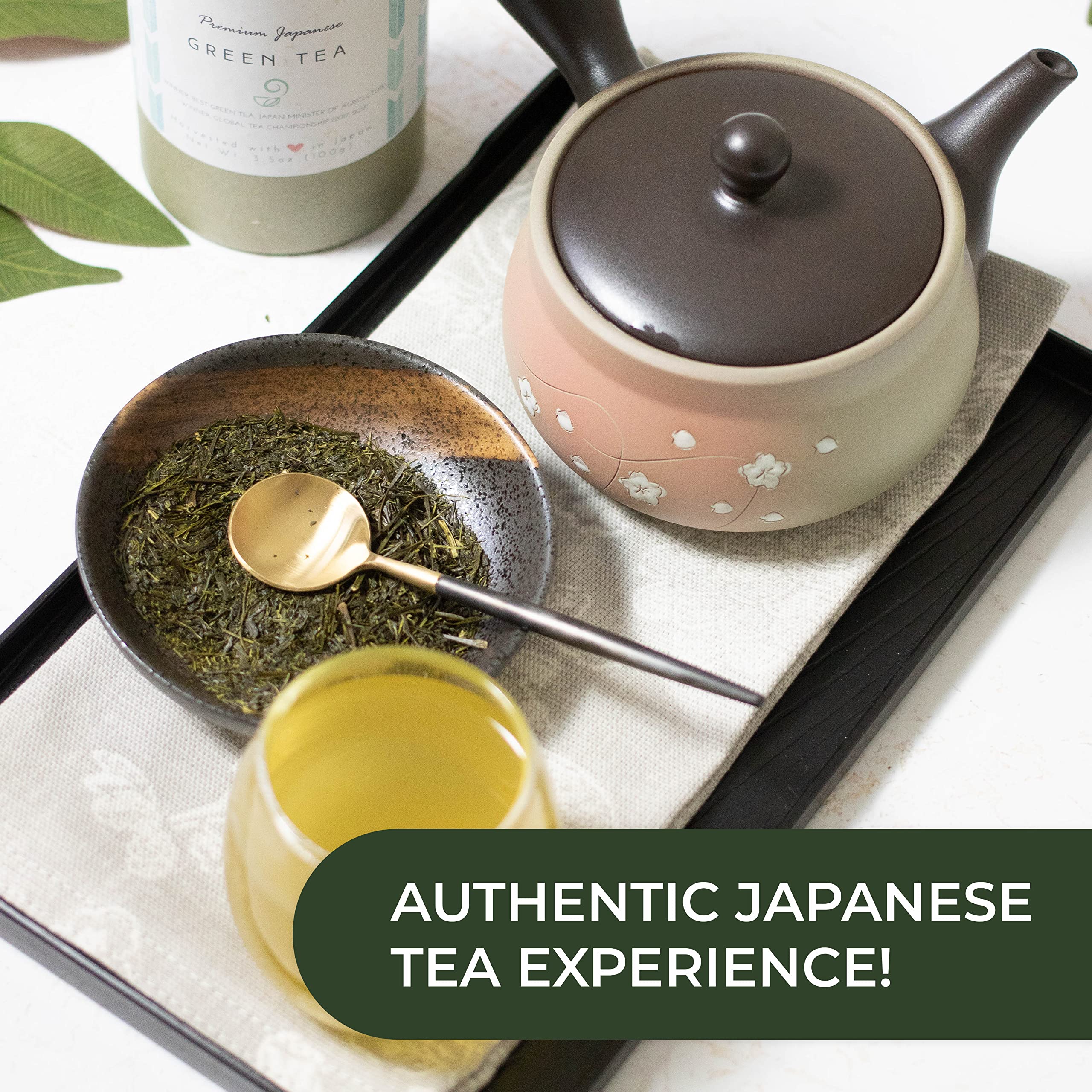 Premium Japanese Green Tea Set - Gyokuro & Gokuzyo Aracha Loose Leaf Teas with Tokoname Kyusu Teapot | 3-Piece Authentic Japanese Tea Collection | Perfect Gift for Tea Lovers & Zen Tea Ceremonies
