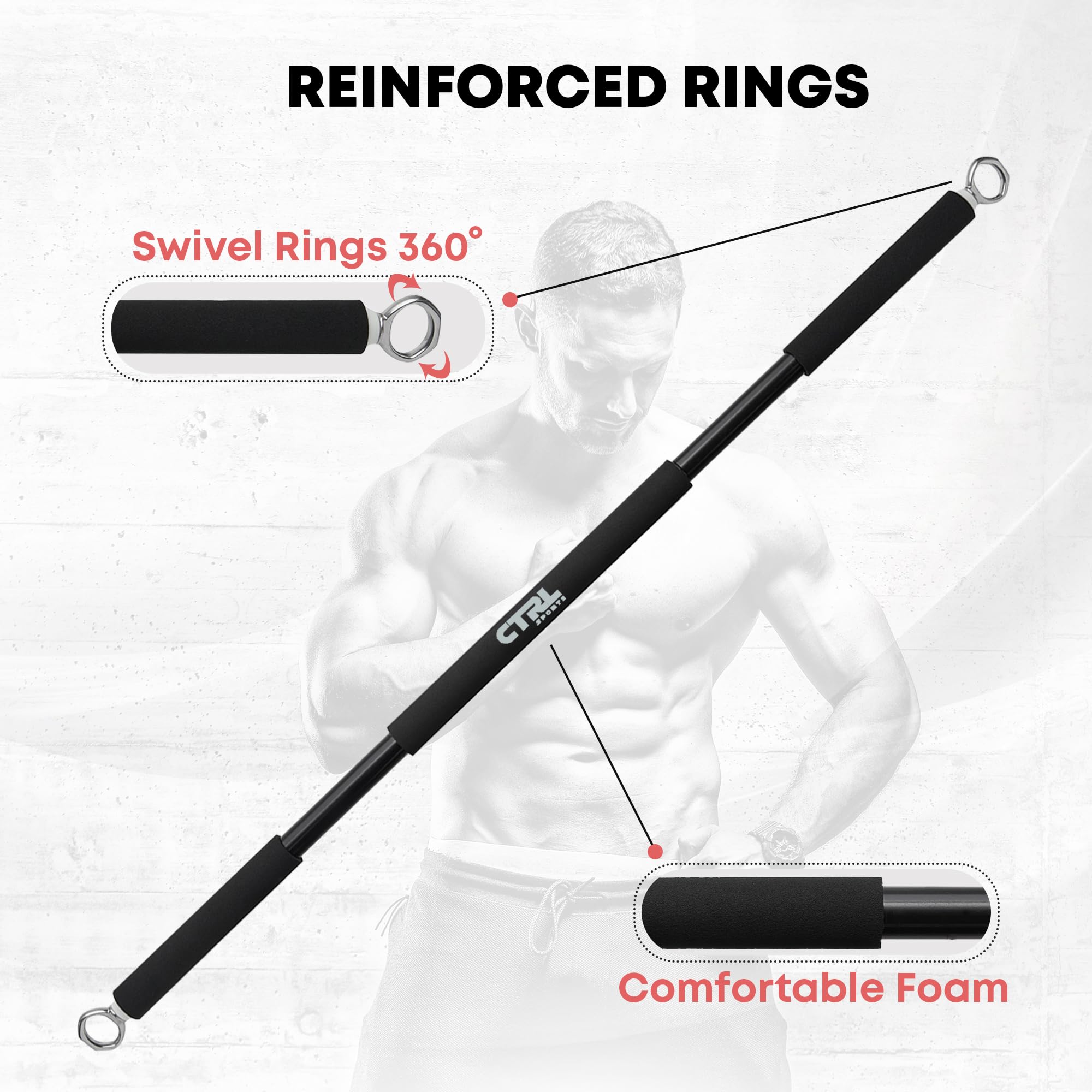 Premium Adjustable Resistance Band Bar for Full-Body Workout - Squats, Biceps, Triceps, Shoulders & Back Training - 3-Piece Steel Pilates Bar for Home Gym & Travel Fitness - Perfect for Strength Training, Physical Therapy & Portable Exercise Routines