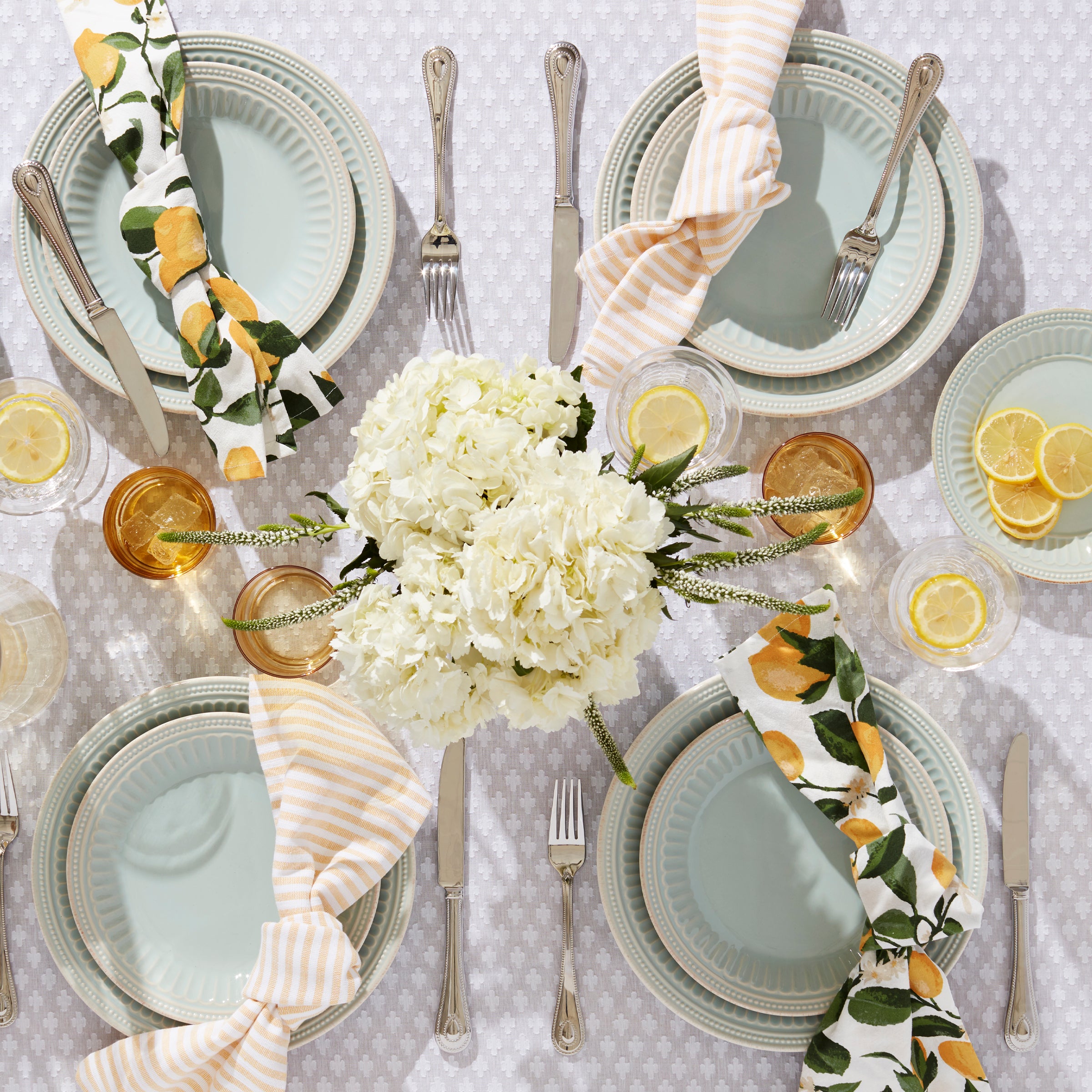 French Perle Groove Ice Blue 4-Piece Dinner Plate Set - Elegant Tableware for Fine Dining, Weddings & Special Occasions