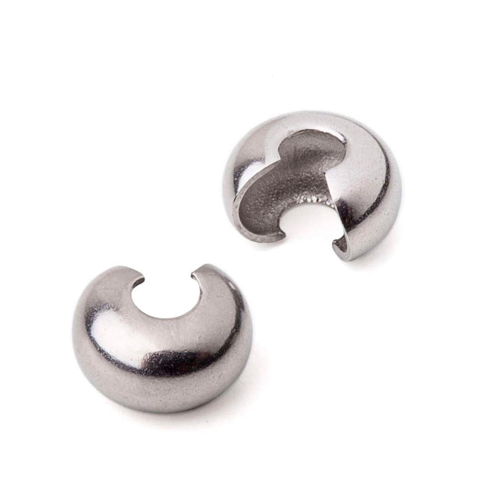 200pcs 304 Stainless Steel Hypoallergenic Crimp Bead Covers 4mm (0.16 Inch) - Small Loose Beads for Jewelry Making - DIY Bracelets, Necklaces & Earrings for Women & Men - Durable & Tarnish-Free