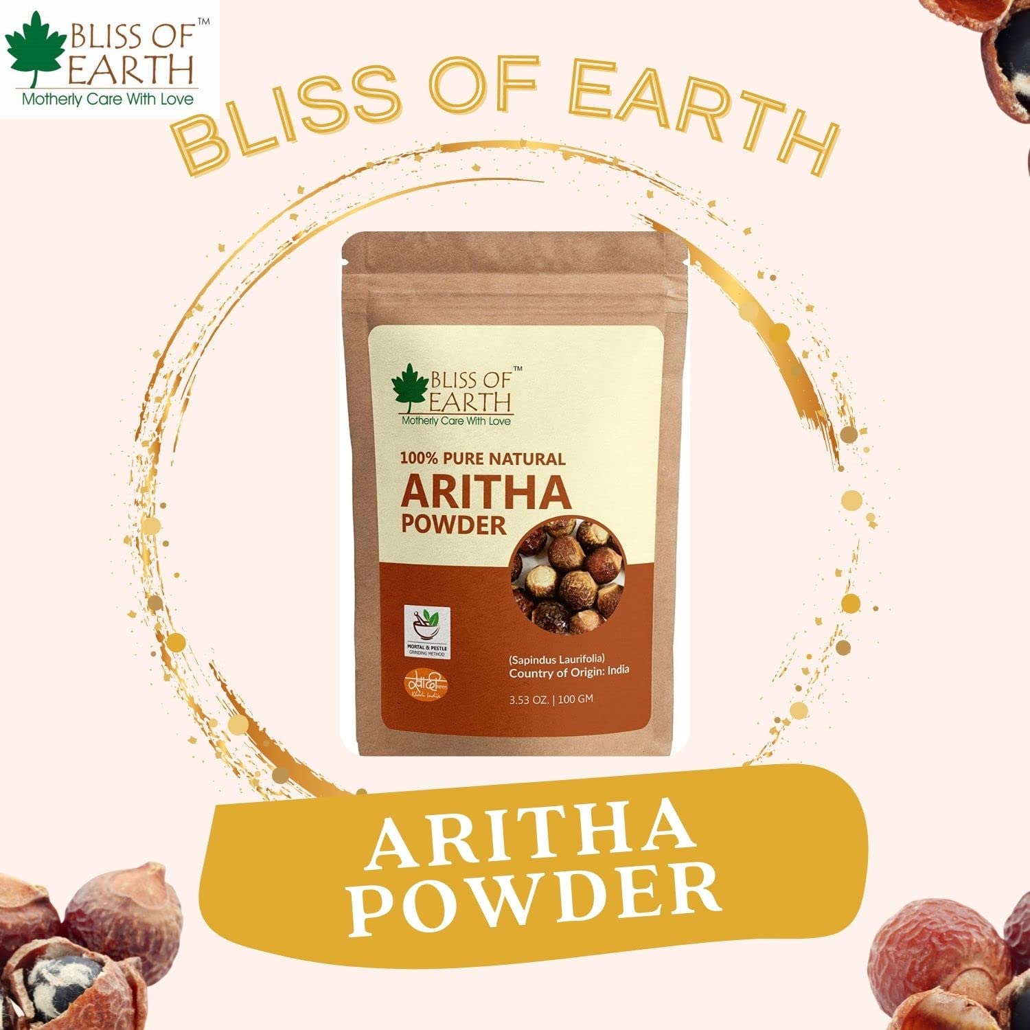 Bliss of Earth 100% Pure Reetha Powder (3x100g) | Natural Aritha Powder for Hair Cleansing | Chemical-Free Shampoo Alternative for Silky Smooth Hair | Perfect for Ayurvedic Hair Care & Organic Beauty Routines