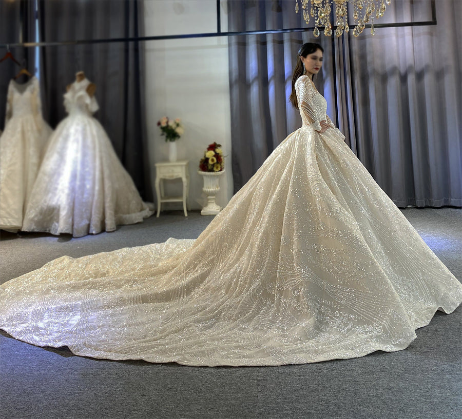 Amanda Novias Lace Wedding Dress NS3944 - 100% High Quality, Handmade with Premium Lace | Perfect for Bridal Ceremonies, Vow Renewals & Formal Events