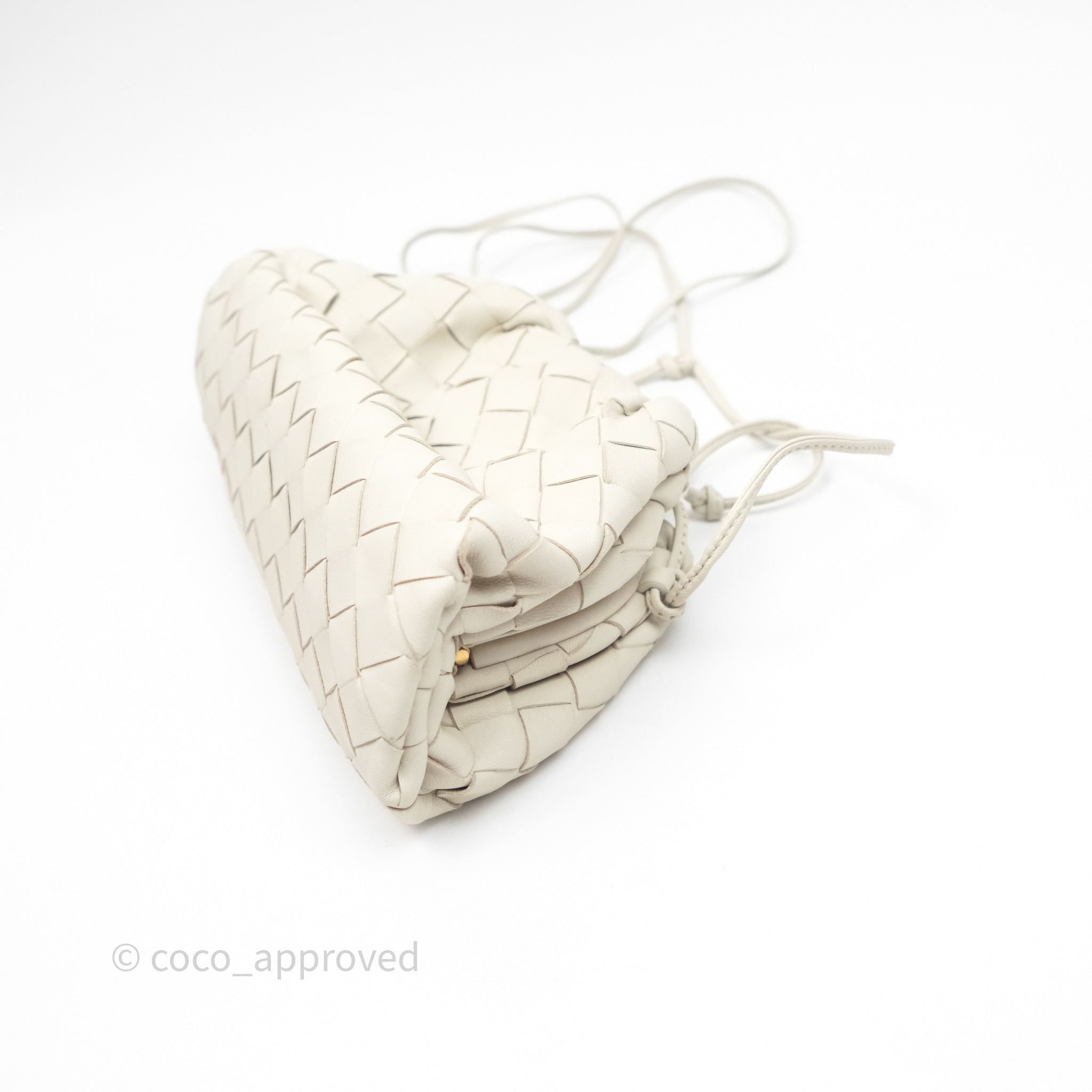 Bottega Veneta Mini Pouch in Chalk Intrecciato Calfskin Leather - Elegant Crossbody Bag for Women, Perfect for Date Night & Evening Events