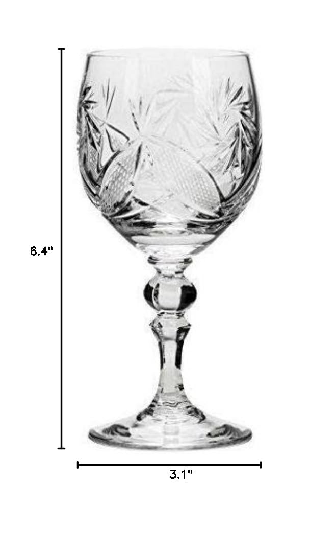 Belarus Crystal TM6701 Handmade Wine Goblet Glasses - 8.8 Oz, Set of 6 - Perfect for Fine Dining, Wedding Gifts & Elegant Home Entertaining