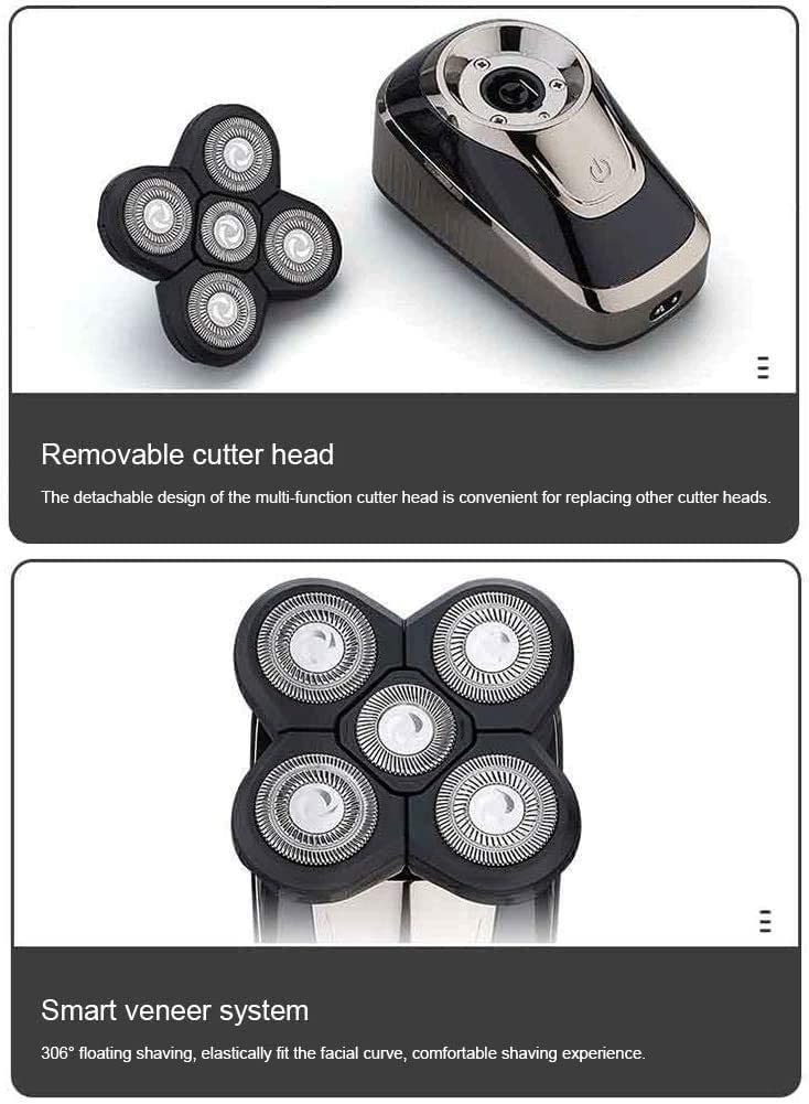 Premium 5-in-1 Electric Shaver & Grooming Kit for Men - 5 Head Beard Trimmer, Hair Clipper, Cordless Rechargeable Razor with Nose Ear Trimmer - Perfect Gift for Father's Day, Travel & Daily Grooming