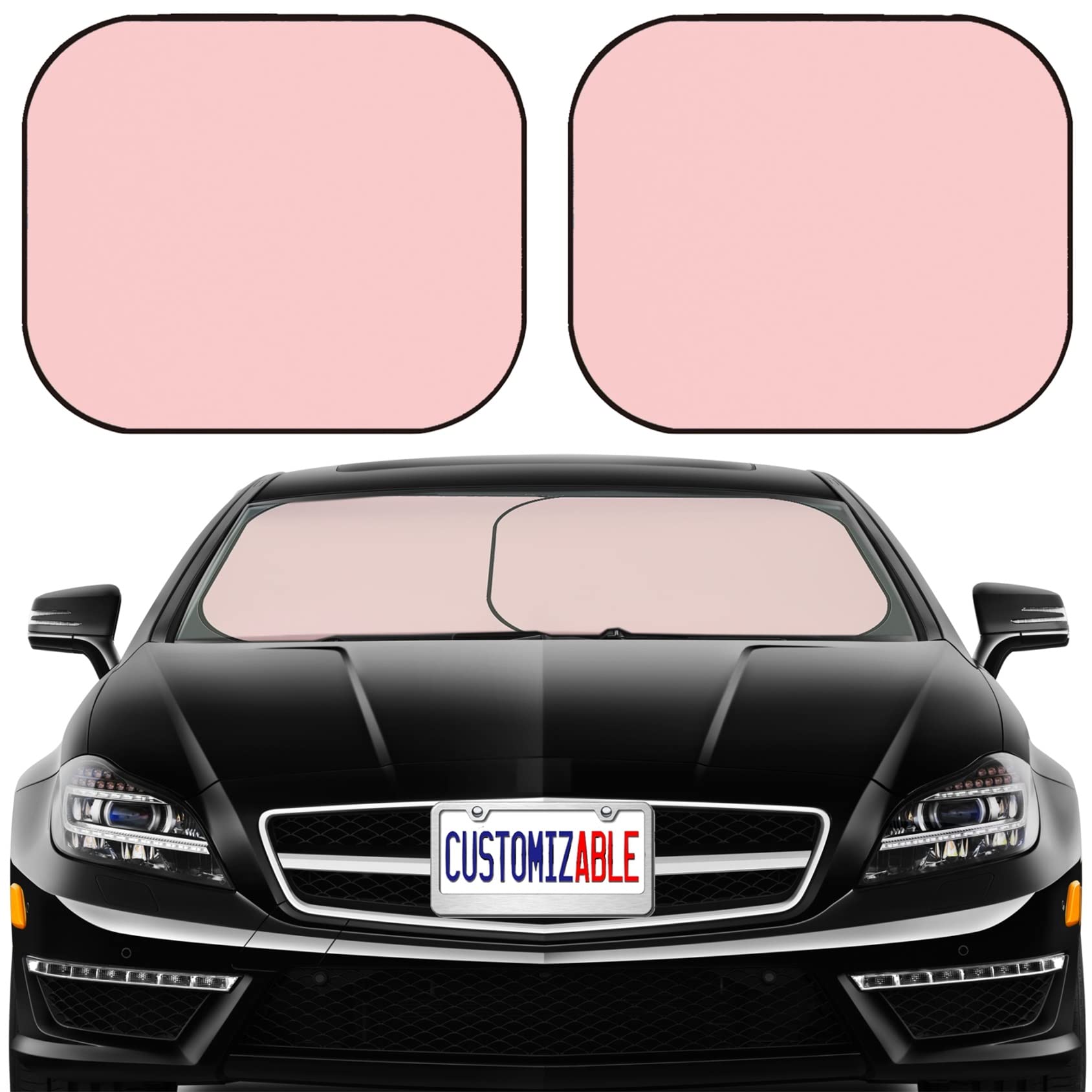 Maizi 2-Piece Foldable Car Windshield Sun Shade - Universal Fit for Sedan, SUV & Truck | Blocks Sun Glare, UV Rays & Heat | Protects Car Interior | Fuchsia Rose Color | Perfect for Parking, Road Trips & Summer Protection
