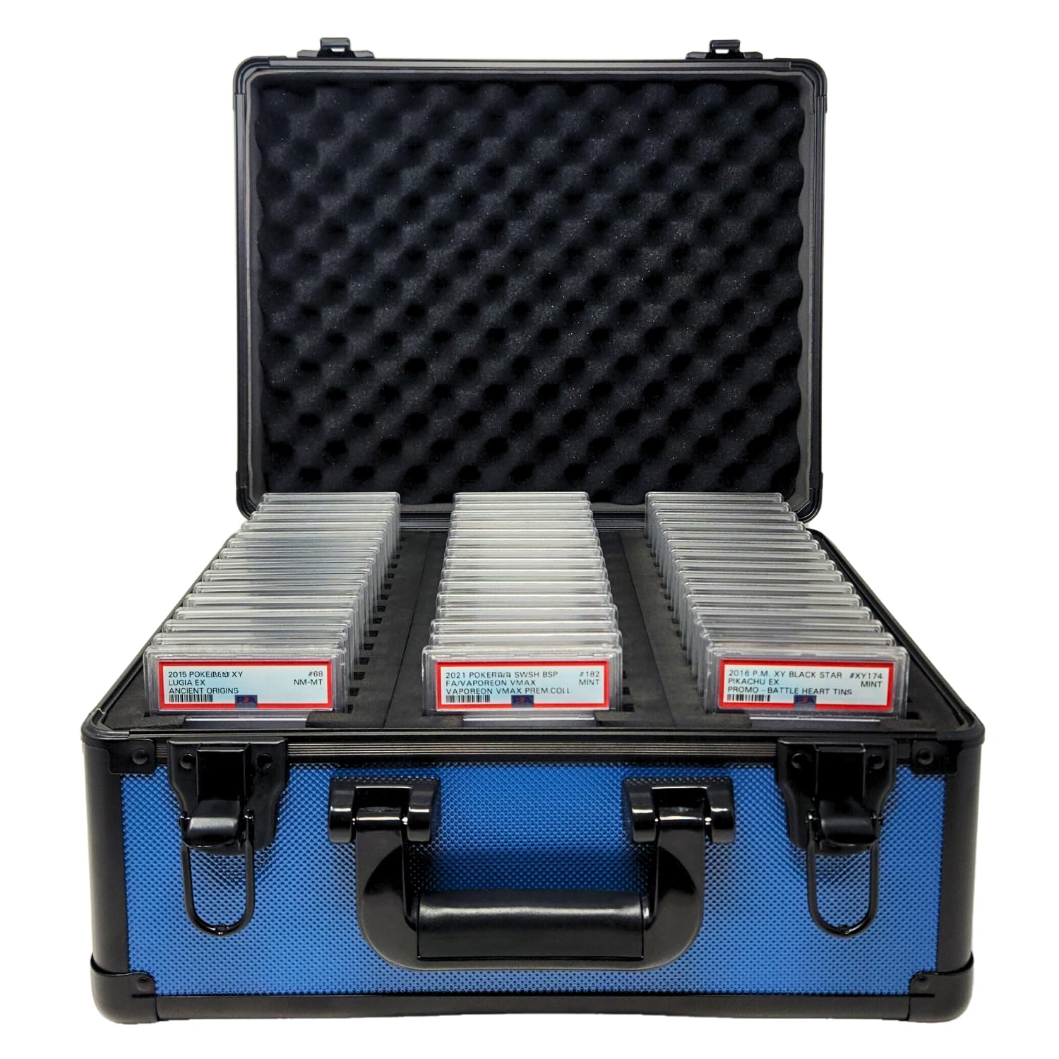 Premium DRAGONSCALE XL-45 Aluminum Card Storage Case - Heavy Duty Protection for PSA, BGS, CGC & SGC Graded Sports & Trading Cards - Secure Slab Organizer Box with Shockproof Design (Blue) - Perfect for Collectors, Card Shows & Long-Term Preservation