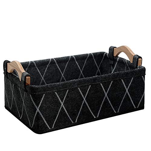 Foldable Gray Fabric Storage Baskets & Bins - Sturdy Home Decor for Desks, Drawers, Shelves, Pantry & Bathroom Organization | Perfect for Office, Closet & Gift Giving