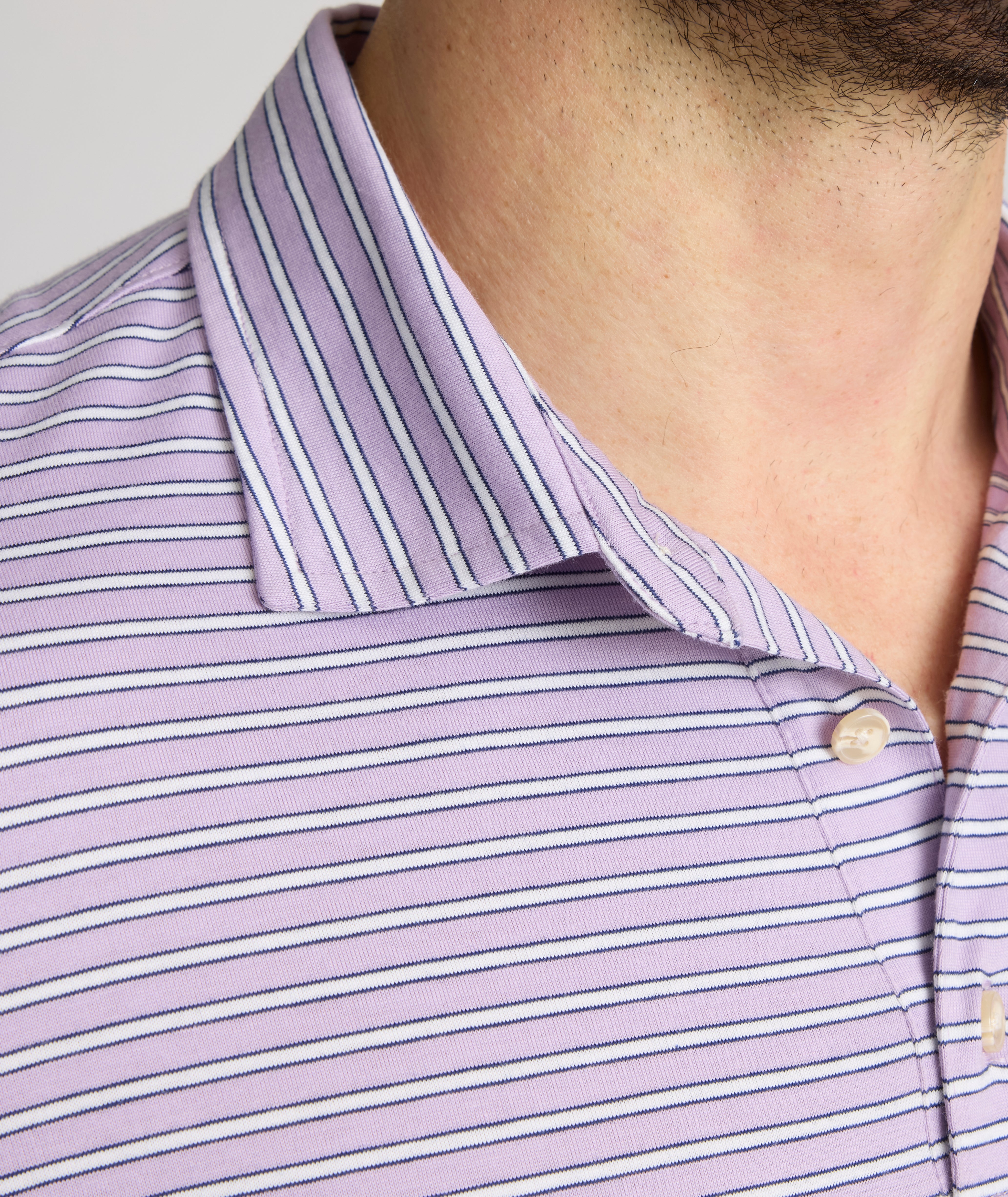 Breathable Striped Jersey Performance Polo Shirt for Men - Moisture-Wicking & Quick-Dry Golf & Tennis Activewear