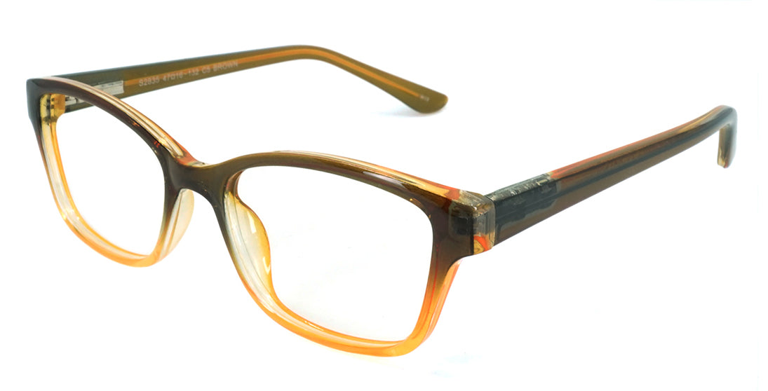 Kids Plastic Eyeglasses S2835 - Brown Frame for Boys & Girls - Perfect for School, Reading & Costume Play