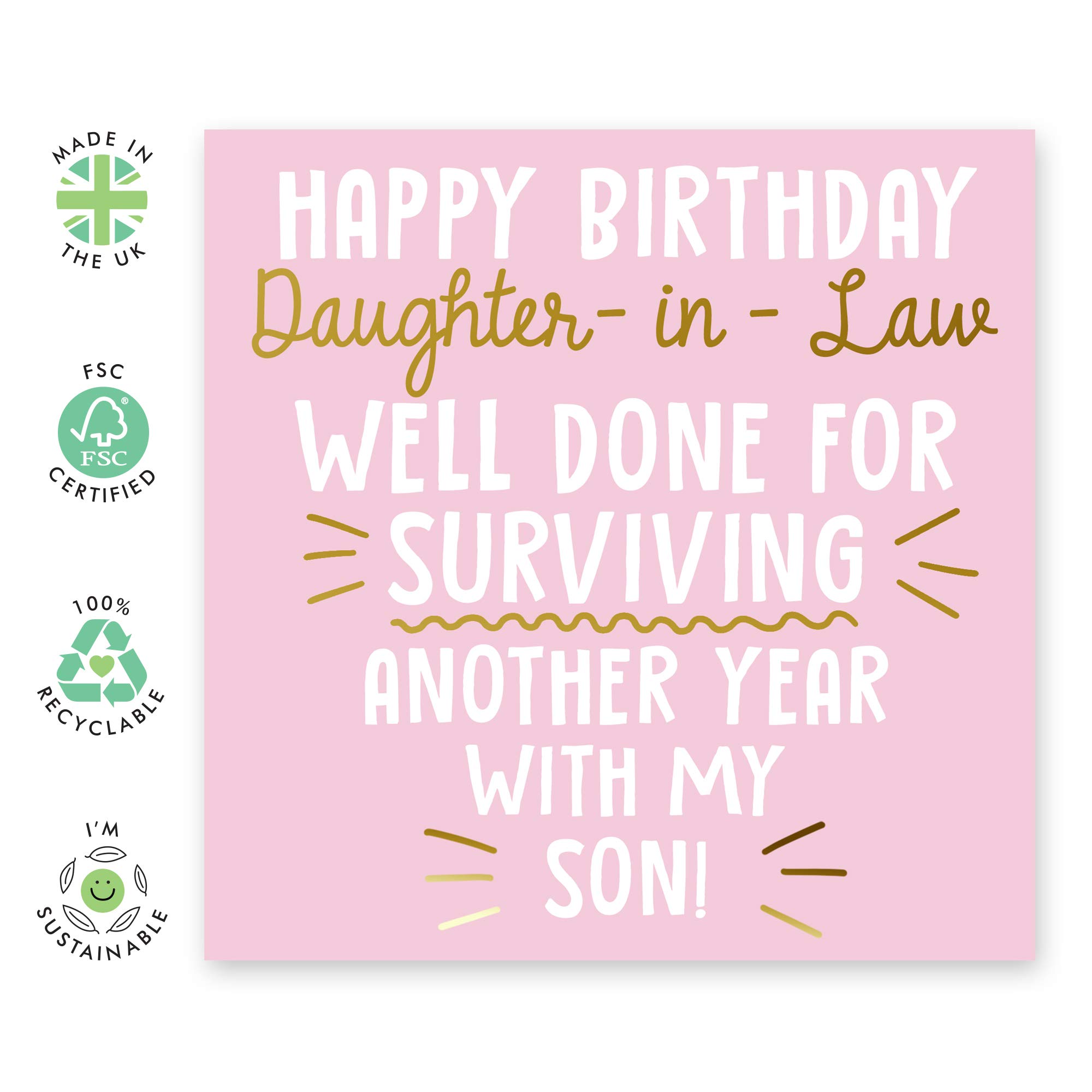 Funny Birthday Card for Daughter-in-Law - Happy Birthday Greeting Card with Stickers - Cheeky & Heartwarming Design - Perfect for Special Occasions, Family Celebrations & Showing Love