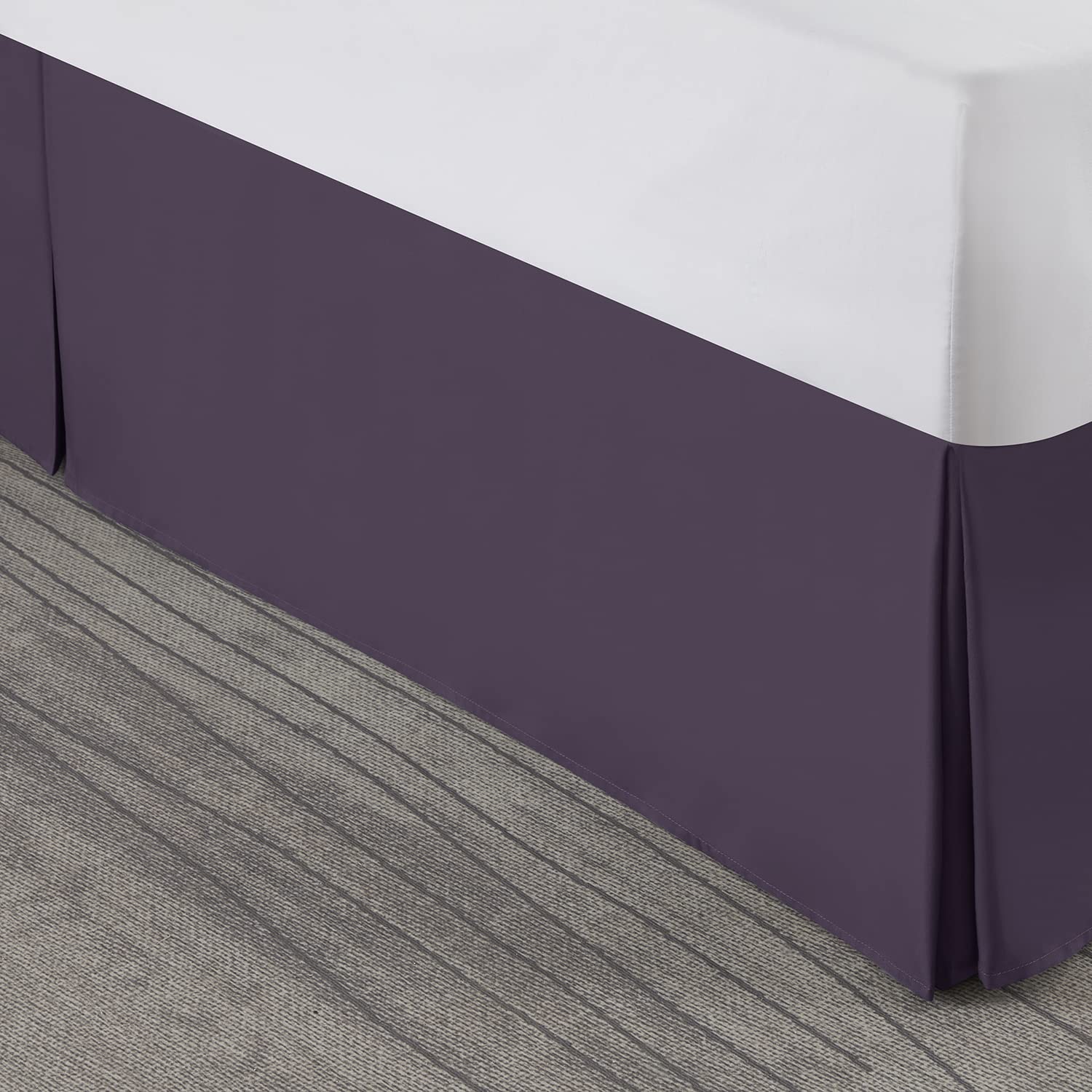 Nestl Dark Purple Full XL Bed Skirt - 14 Inch Drop Brushed Microfiber Hotel Quality Pleated Bed Skirt - Shrinkage & Fade Resistant - Perfect for Master Bedrooms, Guest Rooms & Luxury Hotels