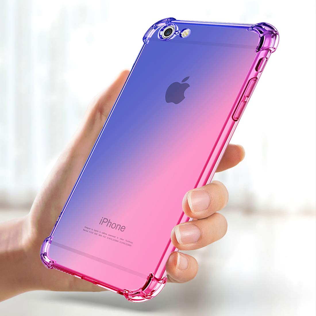 Premium Slim Clear TPU Shockproof Phone Case for iPhone 6/6s - Gradient Blue/Pink, Anti-Scratch & Protective Cover | Perfect for Everyday Use, Travel & Outdoor Activities