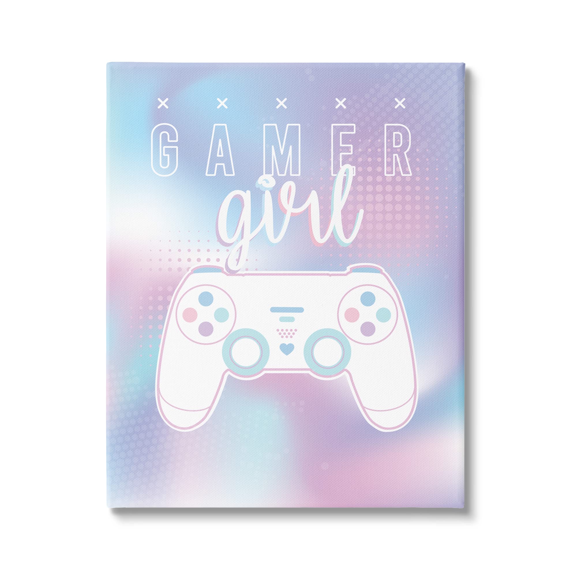 Stupell Industries Gamer Girl Pastel Typography Video Game Controller Wall Art - Designed by Angela Nickeas - Perfect for Gaming Rooms, Bedroom Decor & Gamer Gifts