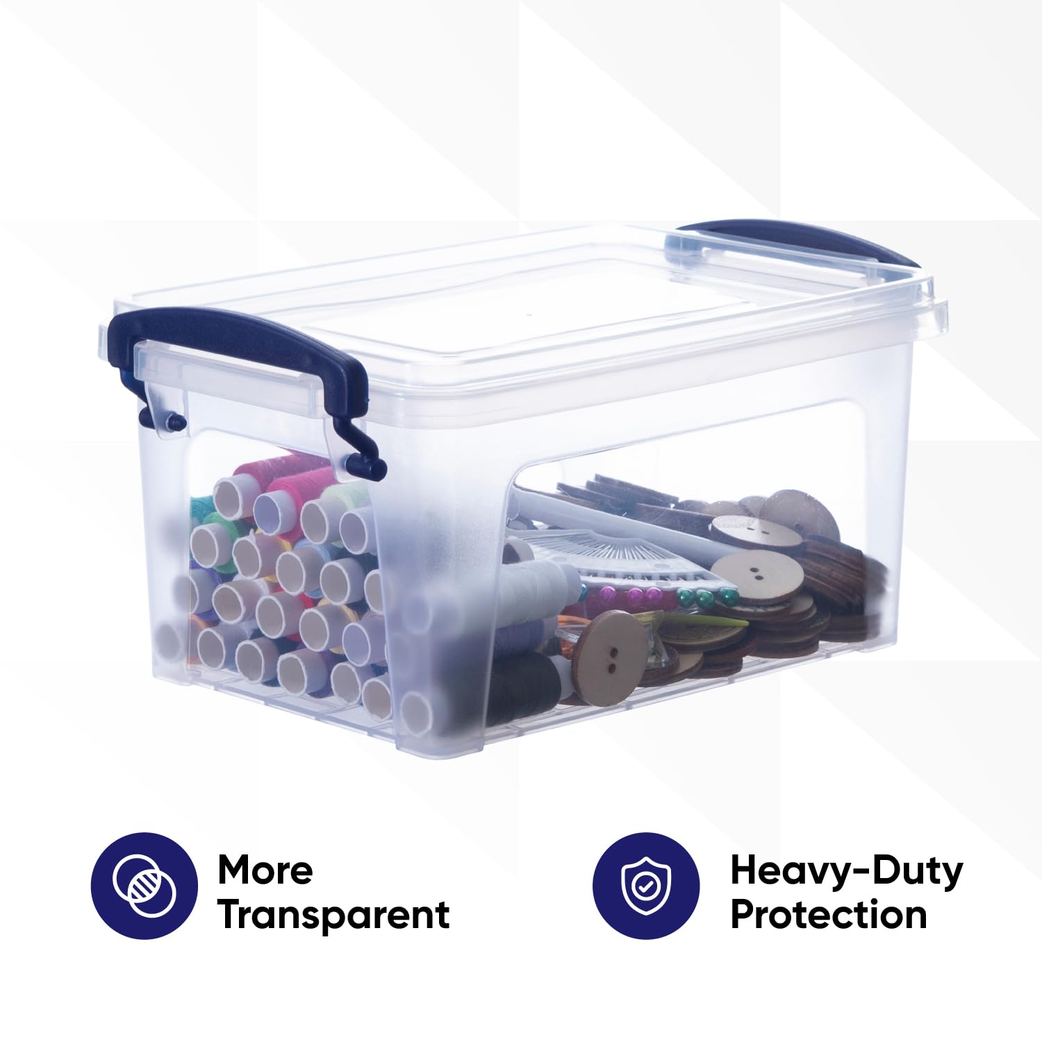Superio Clear Plastic Storage Bins with Lids - 12 Pack 1.75 Quart Small Stackable Organizer Boxes with Secure Latches & Easy-Carry Handles - Perfect for Pantry Organization, Craft Supplies & Kids Toy Storage