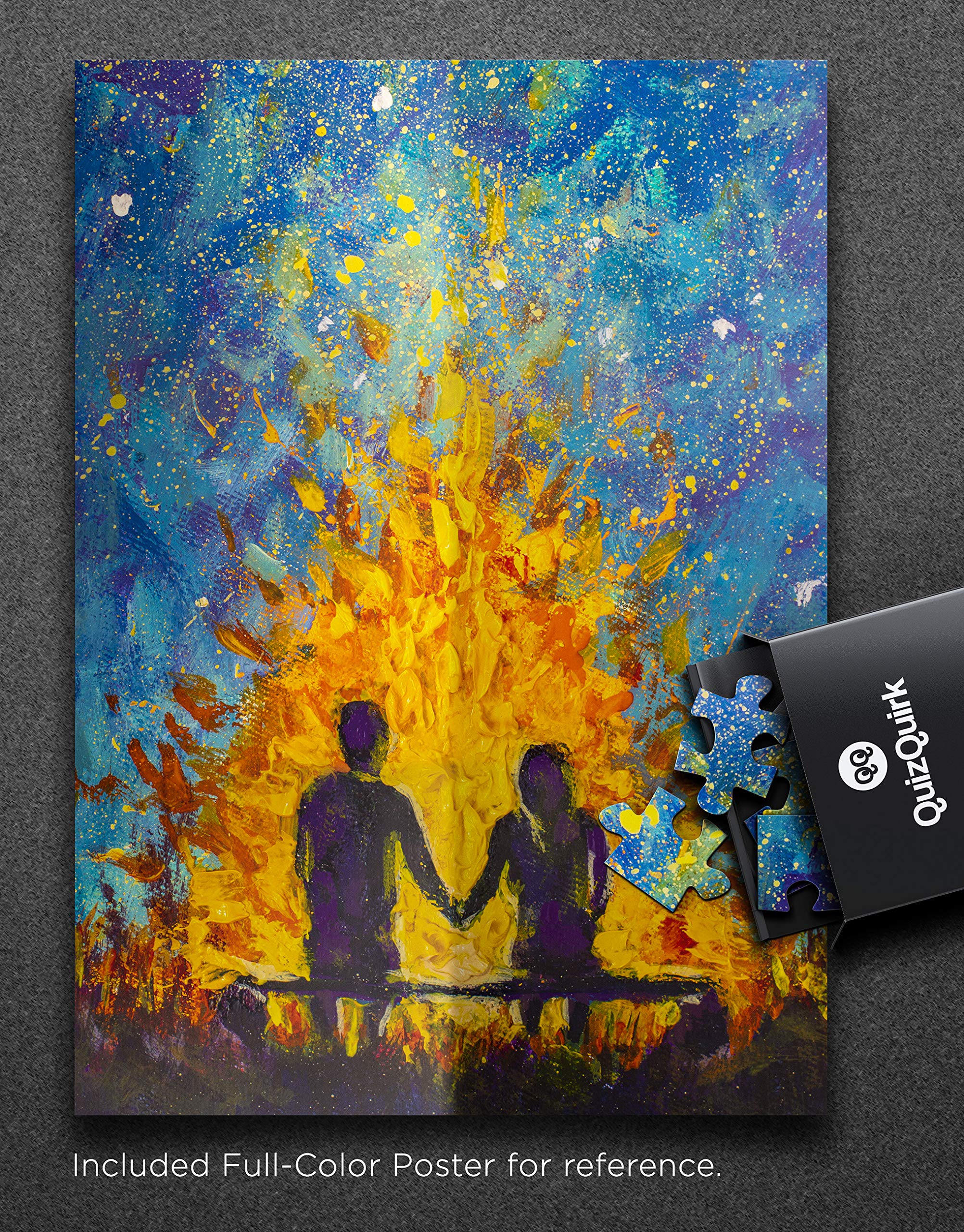 1000 Piece Jigsaw Puzzle for Adults & Teens - Romantic Couple by Campfire Painting - Includes Puzzle Saver Kit - Perfect for Family Game Night, Stress Relief & Home Decor