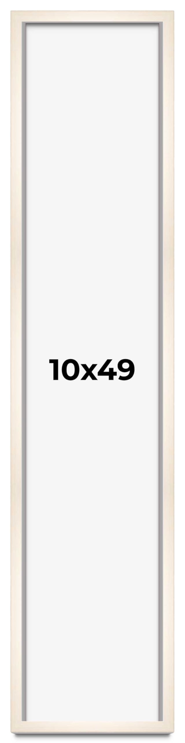 CountryArtHouse 10x49 White Washed Solid Wood Picture Frame - 0.8125 Inch Moulding Width with UV Acrylic, Acid-Free Backing & Hanging Hardware - Perfect for Wall Art, Family Photos & Home Decor