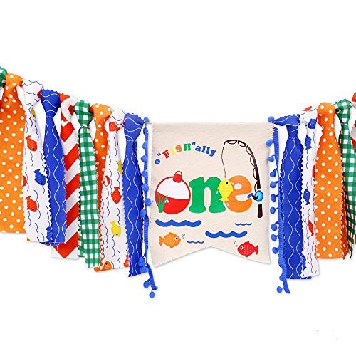 1st Birthday Party Decorations Set - Custom Banner, Cake Topper & Hat for Baby's First Birthday - Perfect for Fishing Theme Celebrations, Baby Showers & Milestone Photos