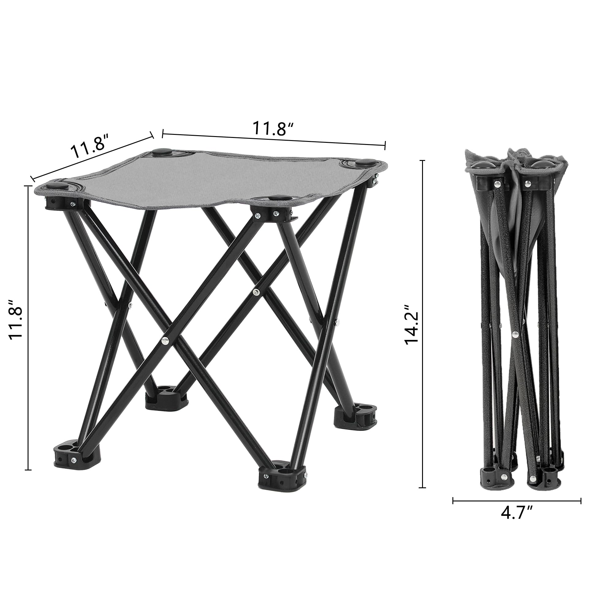 Wind Tour Portable Folding Camping Stool - Lightweight Outdoor Chair for Camping, Fishing, Hiking, Gardening & Beach - Compact Design with Carry Bag (Grey) - Perfect for Backpacking, Picnics, Tailgating and Outdoor Adventures