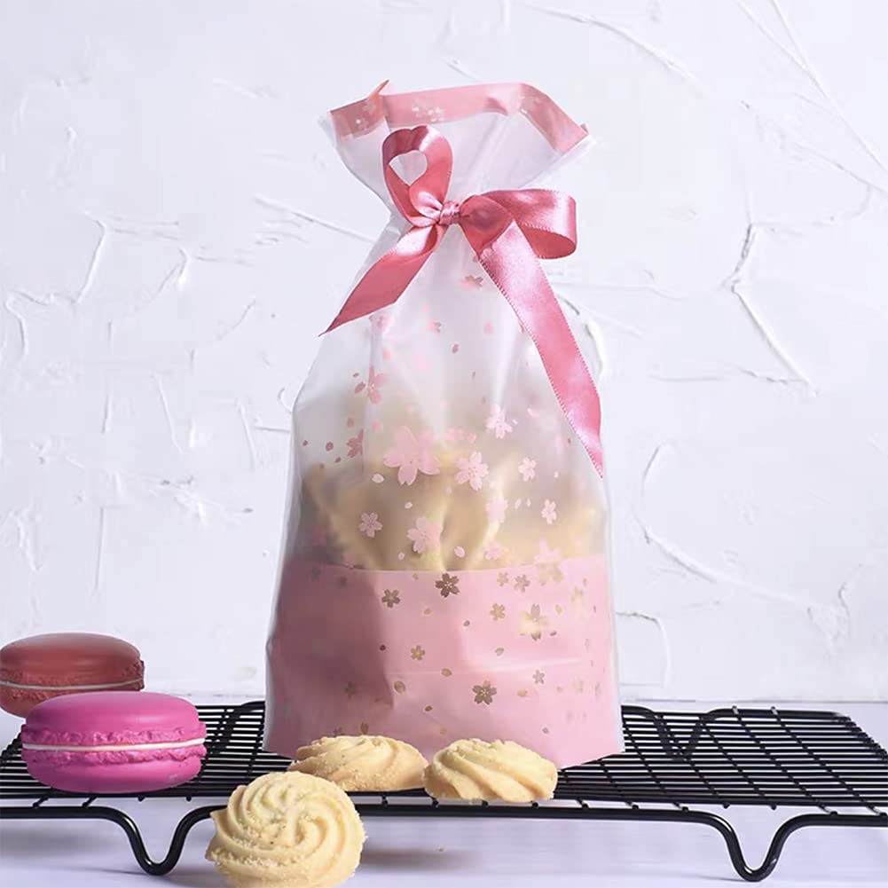 VIFOME 24pcs Pink Sakura Treat Bags - Drawstring Party Favor Bags for Candy, Gifts & Goodies | Perfect for Birthday Parties, Baby Showers & Wedding Favors