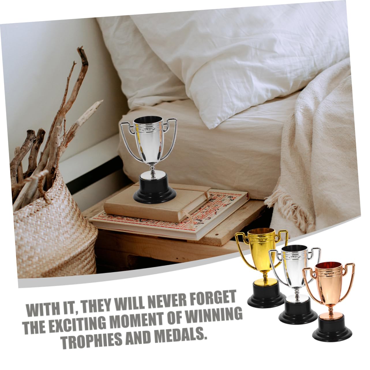 KOMBIUDA Competition Trophy Cups - 6pcs Set for Boys and Girls | Winner Awards, Party Favors & Event Decorations | Perfect for Sports Awards, School Competitions & Birthday Parties