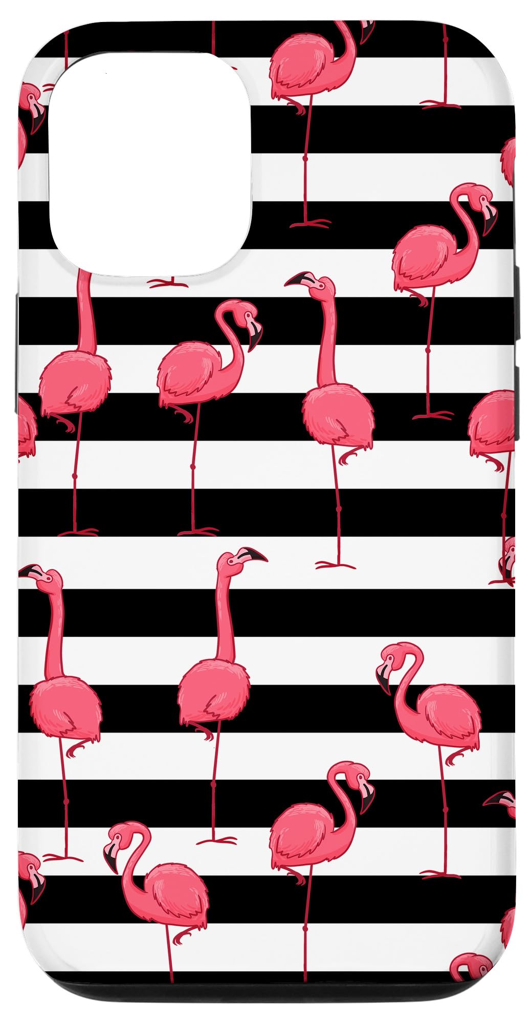 iPhone 12/12 Pro Case - Flamingo Black & White Stripes Design - Trendy Animal Bird Lover Gift - Perfect for Daily Use, Travel & Outdoor Activities