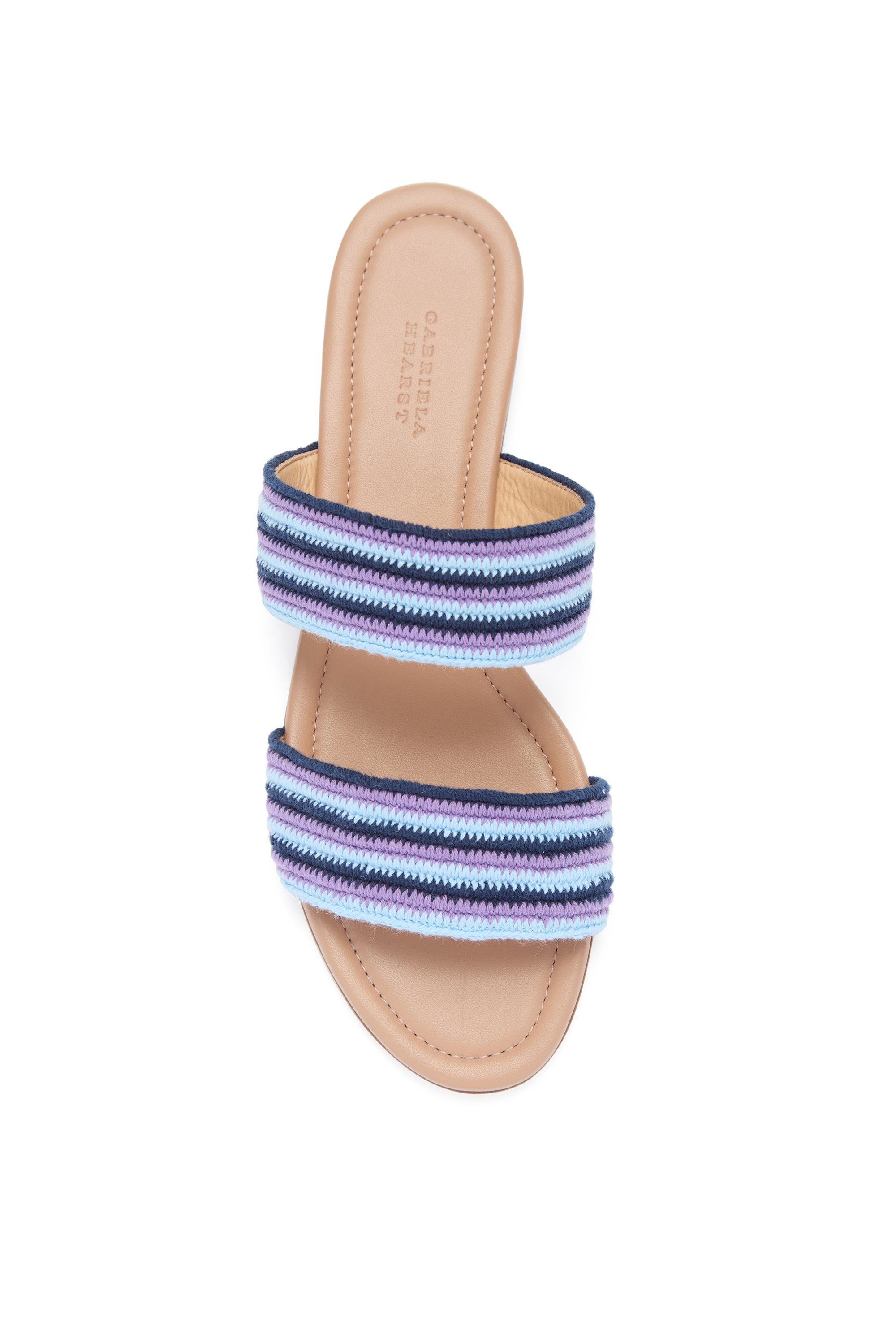 Lora Flat Sandal Women's Navy Multi Nappa Leather Crochet Comfortable Summer Sandals - Perfect for Beach, Vacation and Casual Outings