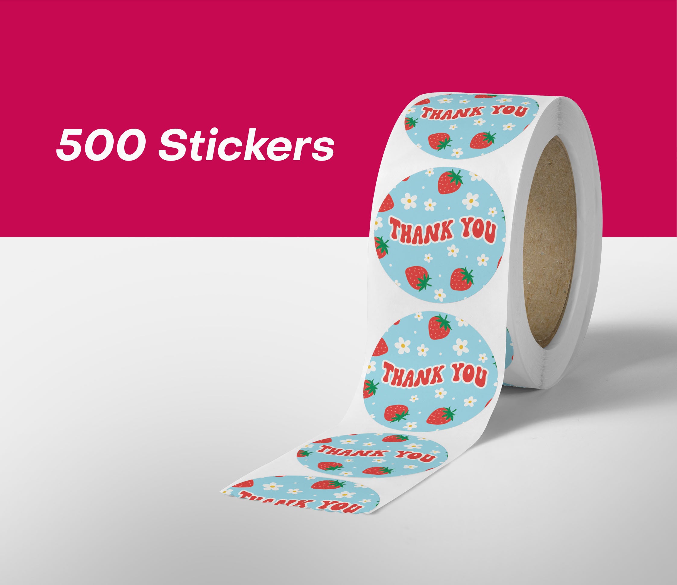 500 Count Strawberry Thank You Stickers - Perfect for Gifts, Packaging, Scrapbooking & DIY Crafts