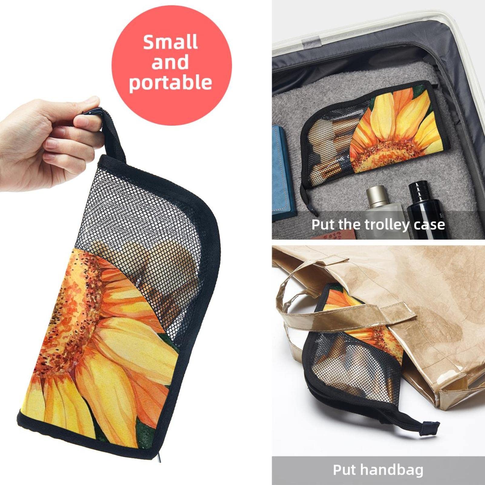 Vintage Sunflower Makeup Brush Organizer Bag with 12 Slots - Portable Cosmetic Brush Holder Case for Travel, Home & Professional Makeup Artists