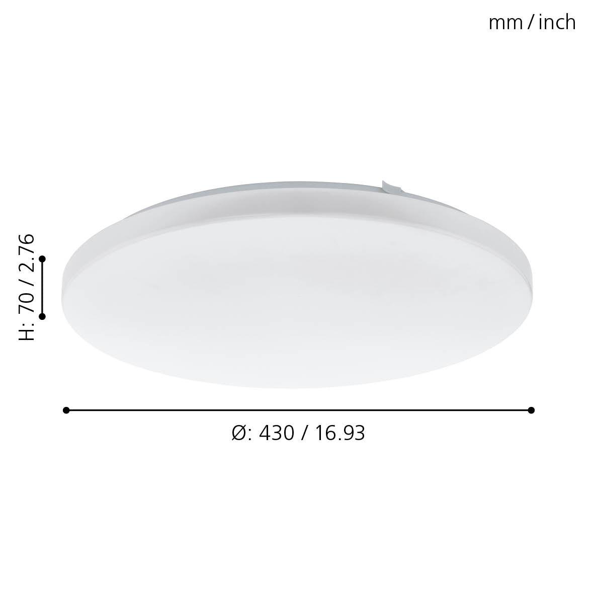 Eglo Frania 43cm LED Round Ceiling Flush Mount Light - Bright White Energy Efficient Lighting for Bedroom, Kitchen & Hallway