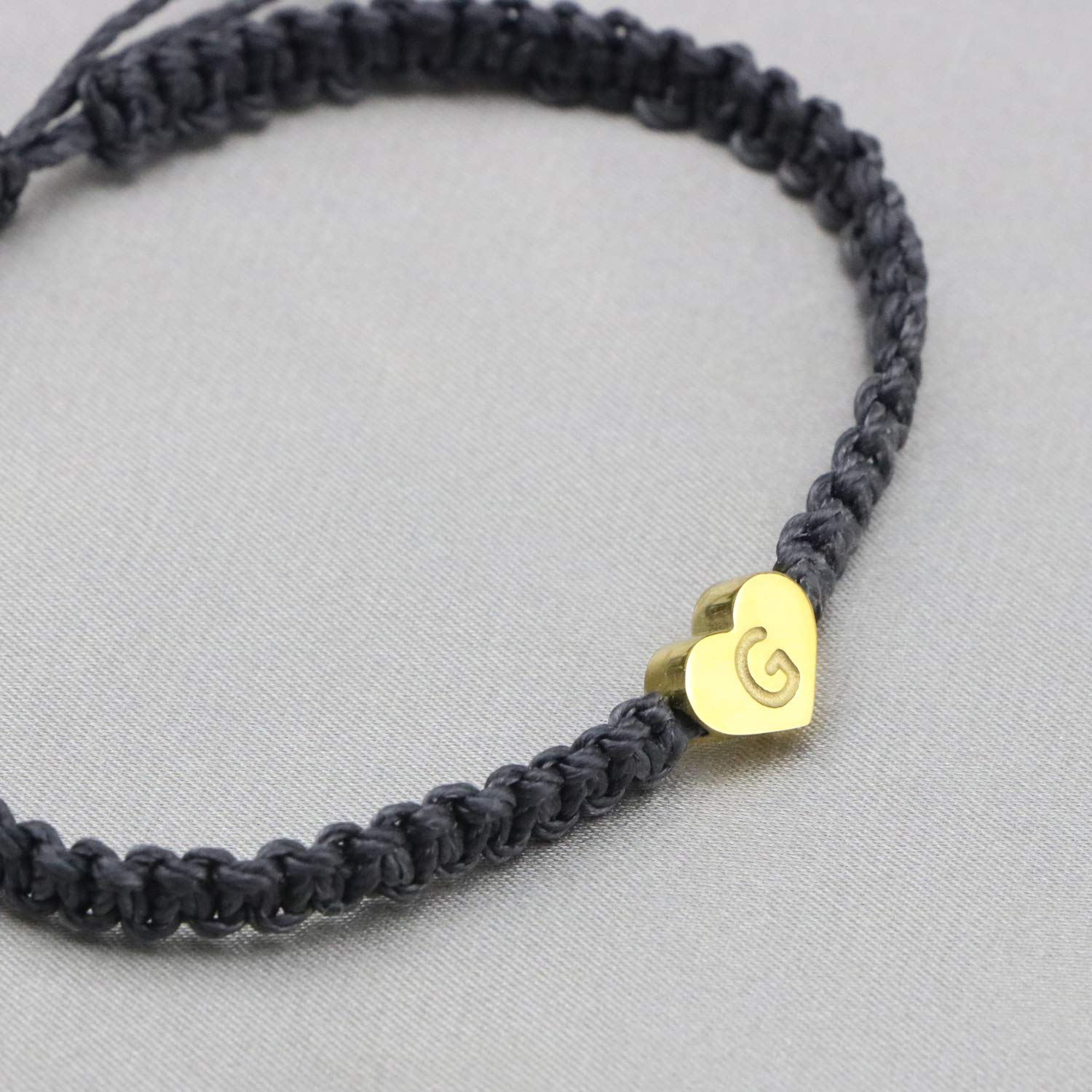 18K Gold Initial A Letter Heart Charm Bracelet for Women - Handmade Adjustable Rope Braided Jewelry, Personalized Birthday Gift for Her, Perfect for Valentine's Day, Anniversary & Everyday Wear
