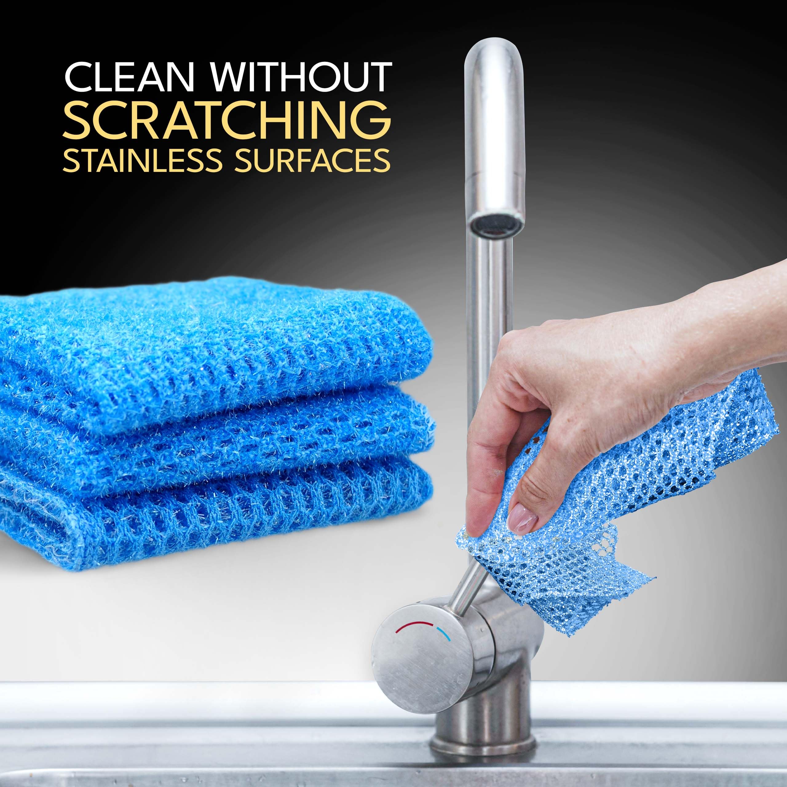 Eco-Friendly Dish Scrubbers - Non-Scratch Cleaning Pads for Pots, Pans & Dishes - Reusable Sponge Alternative - Kitchen Cleaning Supplies for Sinks & Countertops - Perfect for Daily Dishwashing & Tough Stains
