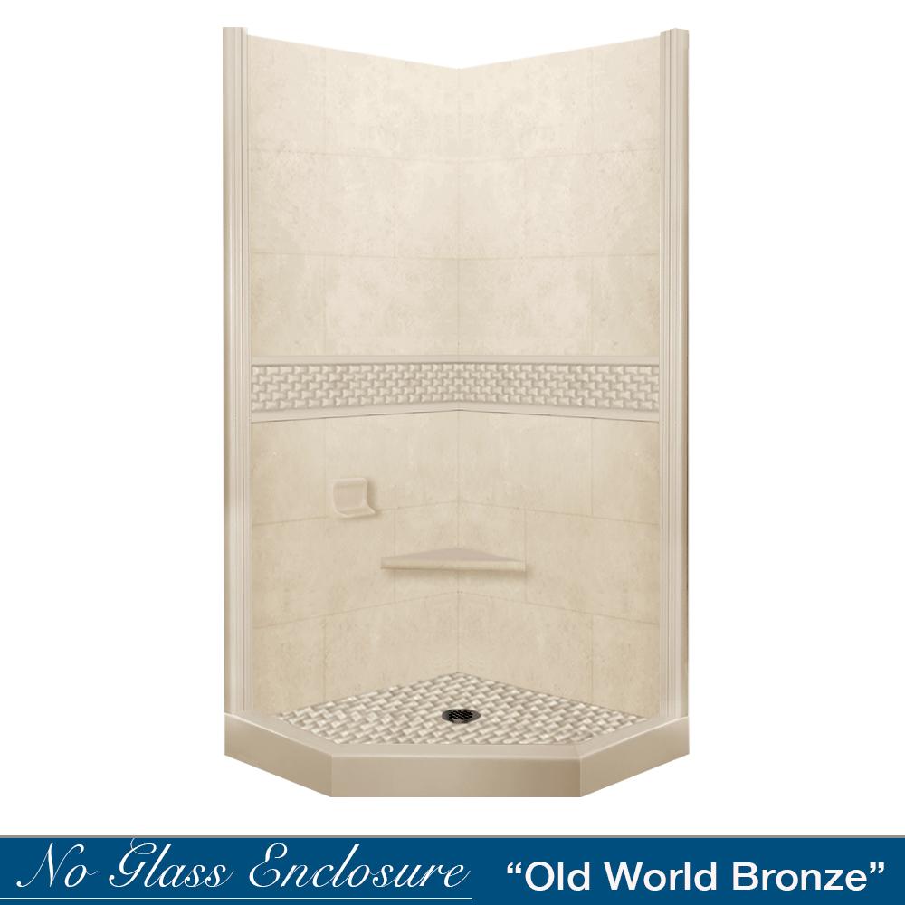 Neo Angle Desert Sand Sistine Stone & Jewel Stone Accent DIY Shower Remodel Kit - Easy Bathroom Upgrade for Modern Home Renovation