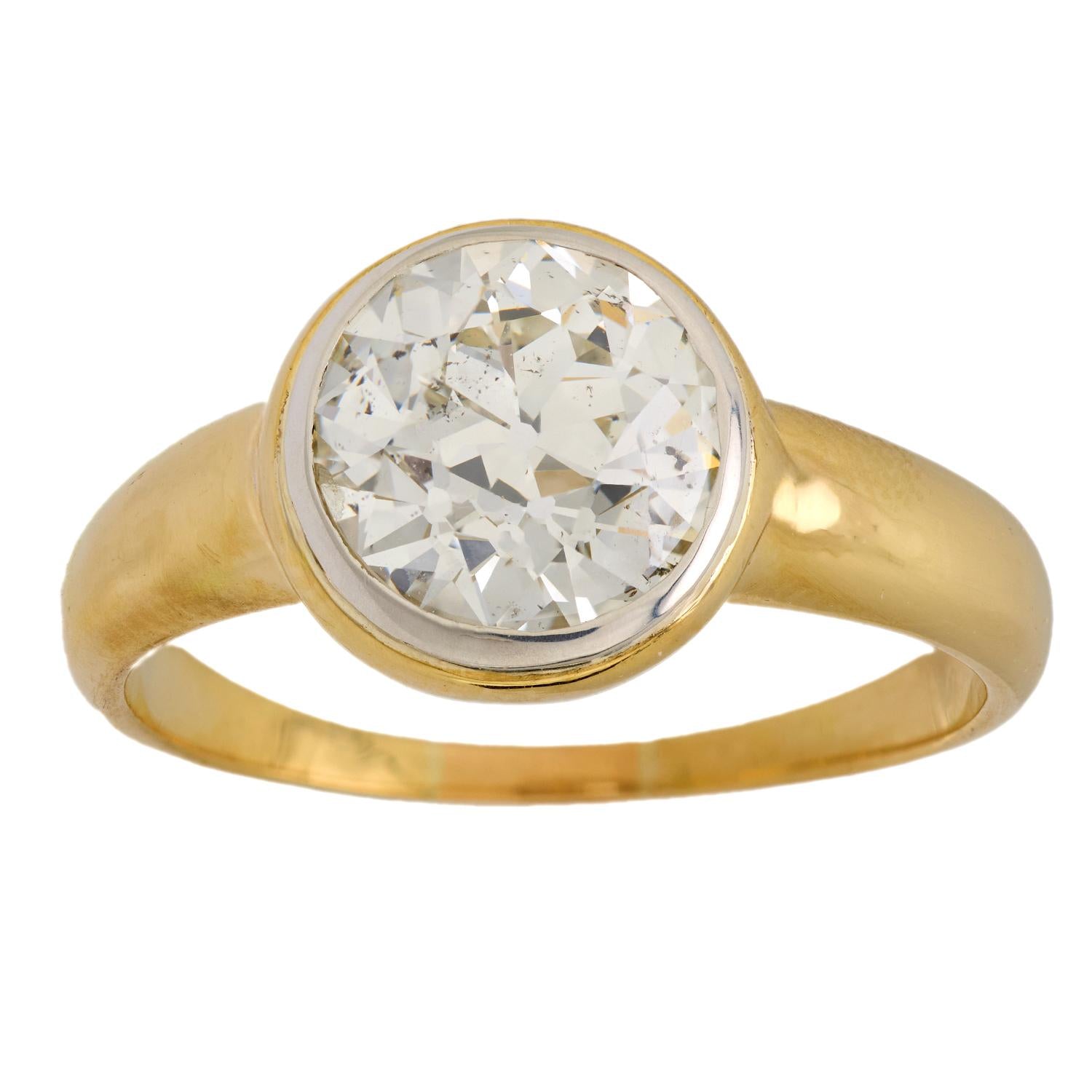 GIA Certified 2.92 Carat Old European Cut Diamond Engagement Ring in 18K Yellow Gold - Vintage Style Wedding Jewelry for Proposals & Anniversaries