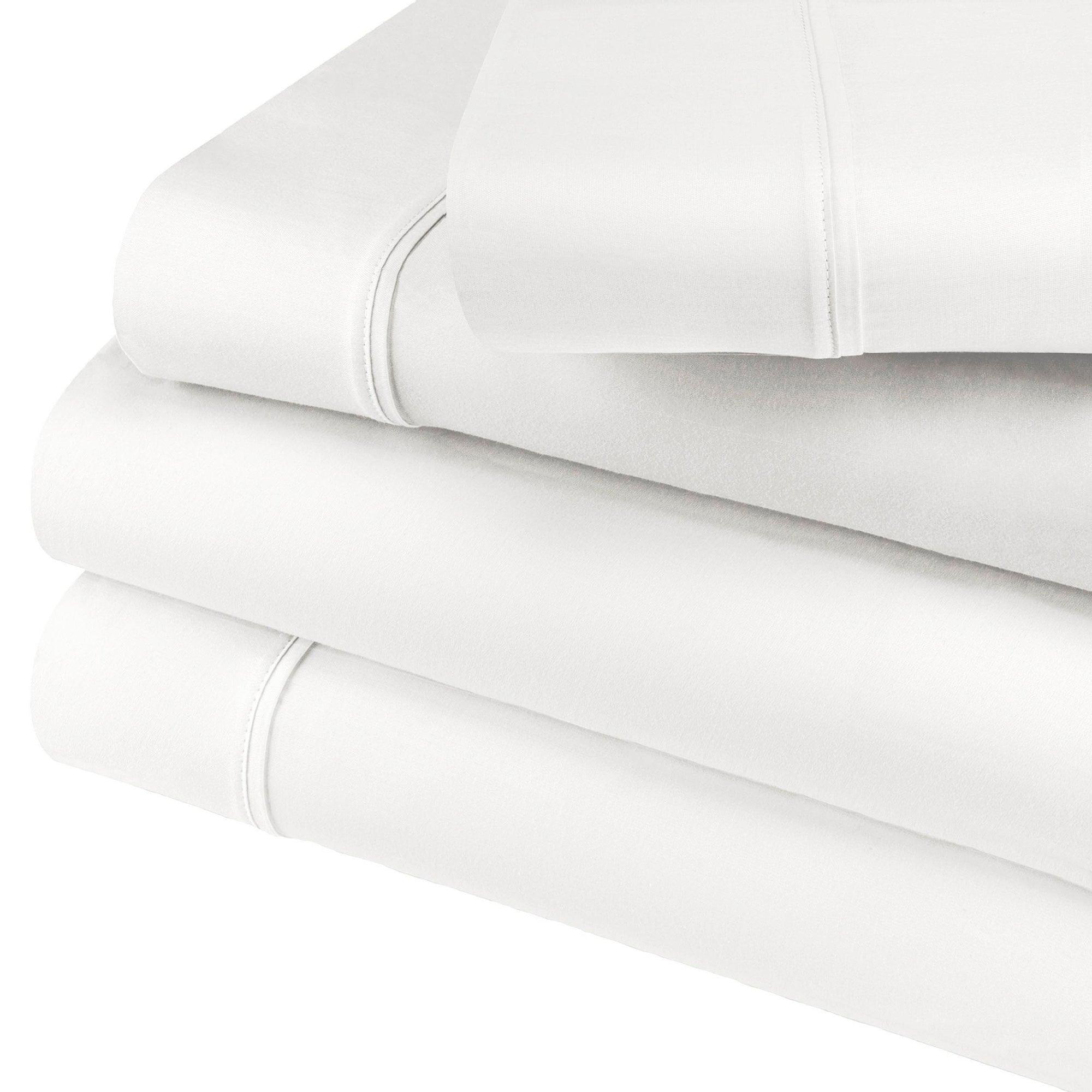 600 Thread Count Cotton Blend Solid Deep Pocket Sheet Set - Ultra Soft & Breathable Bed Sheets for Queen & King Size Beds - Perfect for Luxury Bedroom & Hotel Use