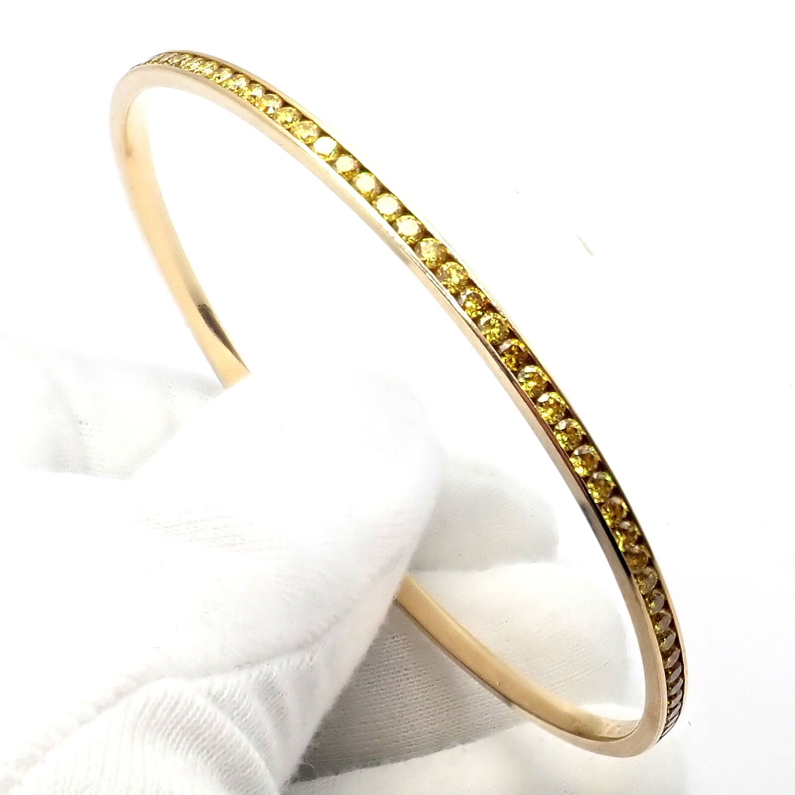 Authentic Jacob & Co 18k Yellow Gold Diamond Bangle Bracelet - 3.5ctw Luxury Jewelry for Women, Perfect for Gifts, Parties & Special Occasions