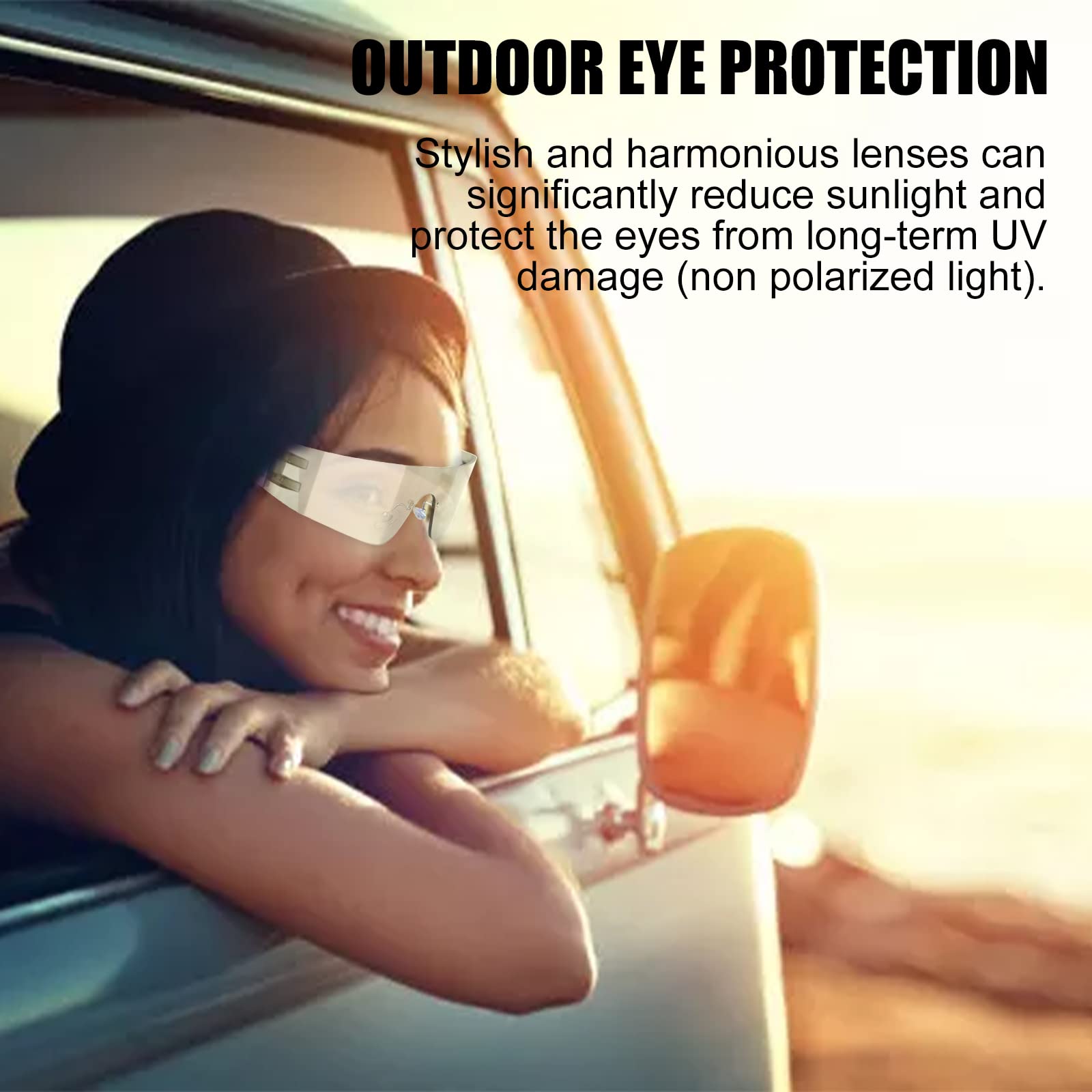 Futuristic Wrap Around Sunglasses for Women & Men - 3 PCS One Piece Flat Top Shield Eyewear, Rimless Single Lens Celeb Sunglasses | Perfect for Driving, Cycling, Outdoor Sports & Fashion Statement