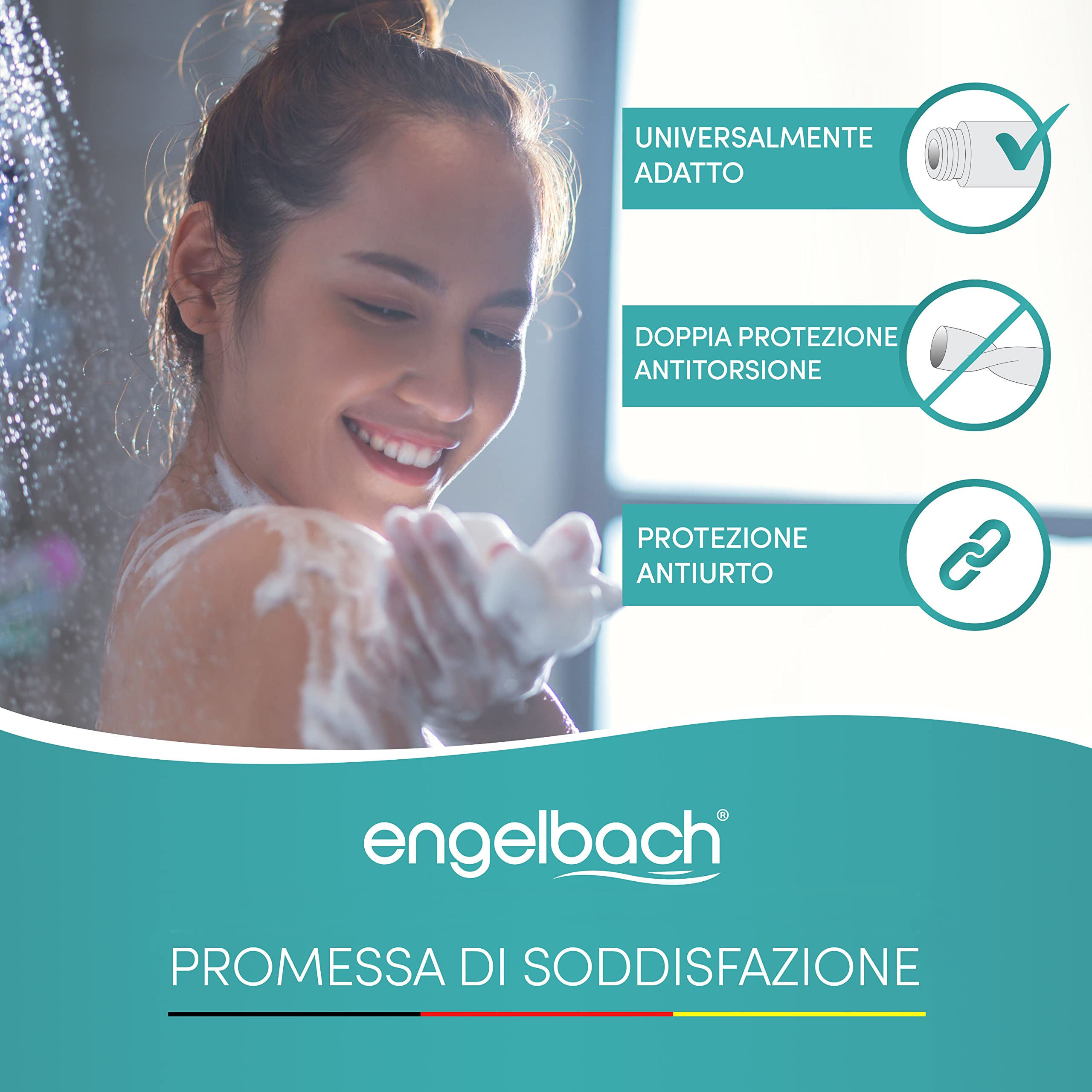 Engelbach® 1.60m Stainless Steel Shower Hose with Double Anti-Twist Protection - Flexible & Durable Universal ½