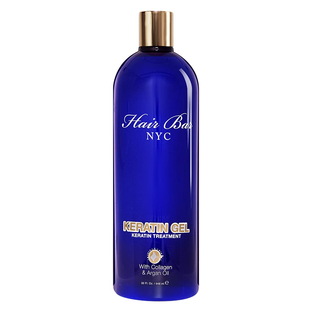Brazilian Keratin Hair Treatment Gel with Collagen & Argan Oil for Blonde & Thin Hair - 32oz (948ml) | Long-Lasting Smoothing & Shine Formula (Up to 4 Months) | Perfect for Damaged Hair Repair & Daily Styling