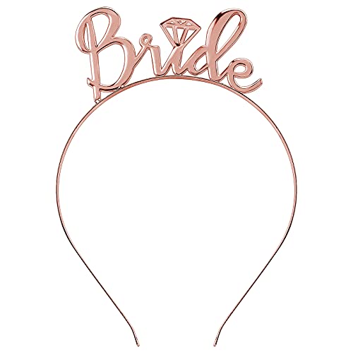 BAHABY Rose Gold Bride Headband - Elegant Hair Accessories for Bridal Shower, Bachelorette Party & Wedding Decorations | Perfect for Bride-to-Be, Bridesmaids & Wedding Photo Shoots