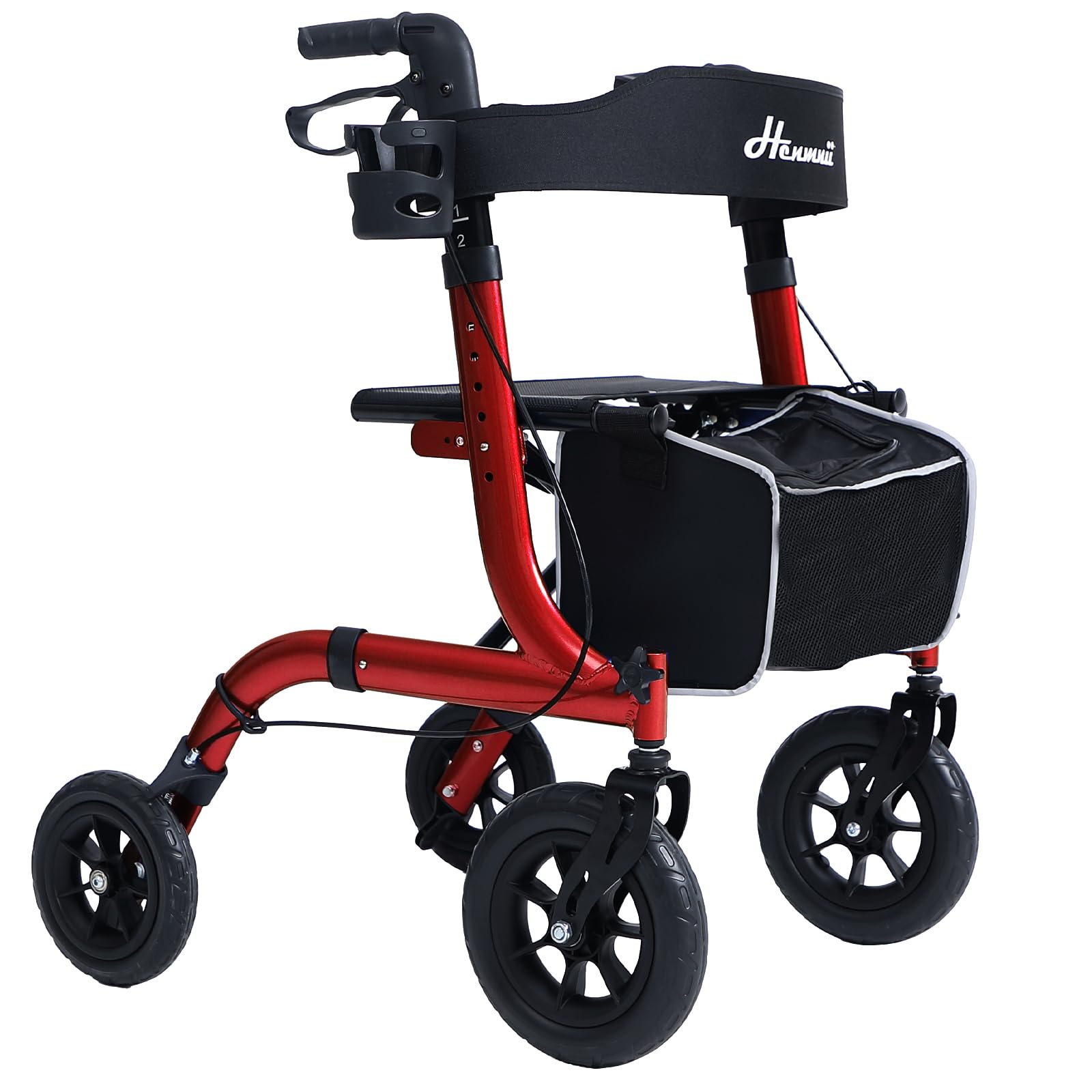 **Lightweight Foldable Rollator Walker for Seniors & Adults - All-Terrain Aluminum Mobility Aid with 10