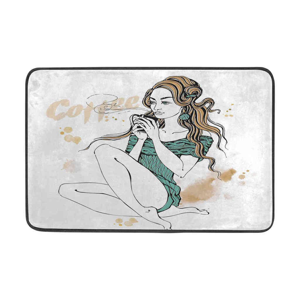 2Pcs Waterproof Bathroom Shower Curtain Set - Stylish Coffee Cup Design with Matching Bath Mat & 12 Hooks, 72x72 Inch for Home Decor - Perfect for Modern Bathrooms, Apartments, and Spa-Style Showers